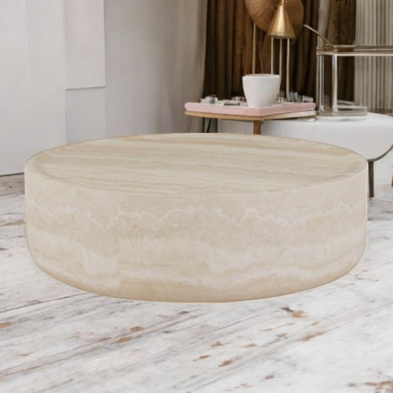 Round Faux Pattern Coffee Table - No Assembly Required - Ideal for Living Room & Tea Time - Stylish & Durable