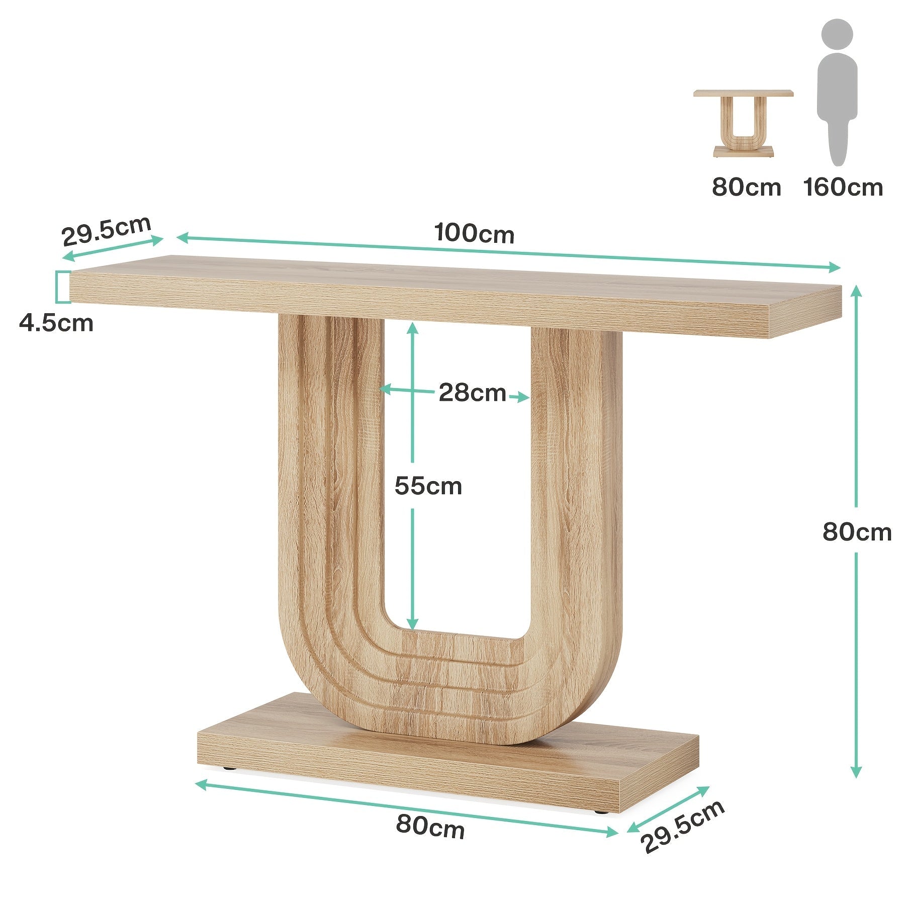 Entryway Table Farmhouse, 99 cm Wood Boho Console Table With Geometric Base, Narrow Sofa Table Behind Couch With Storage For Living Room, Hallway, Foyer, Entrance