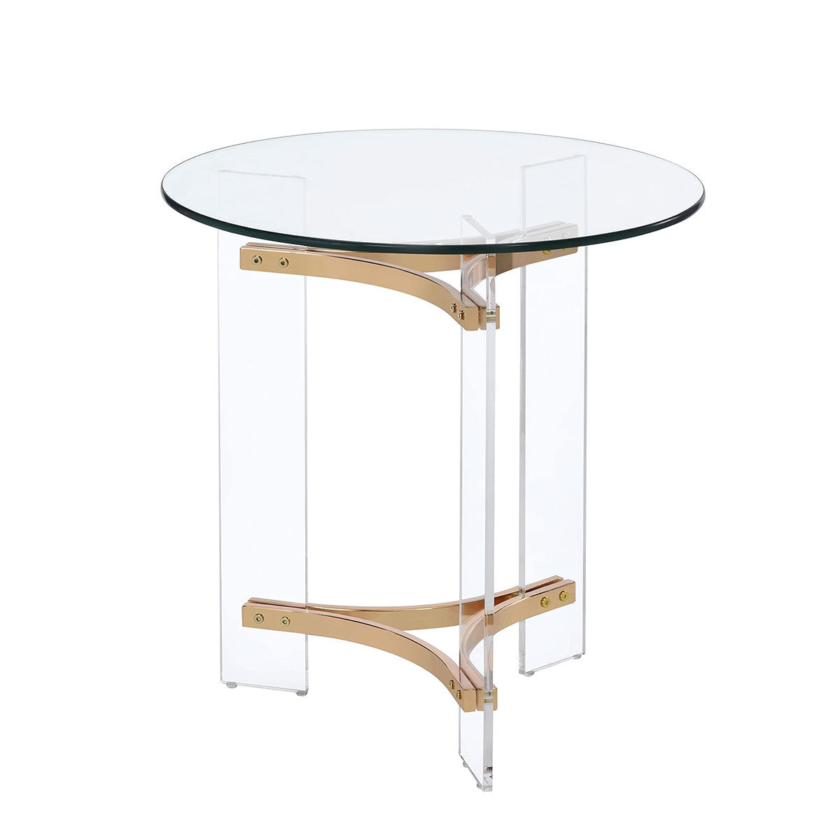 Coffee Table, End Table, Round Coffee Table, Coffee Table Decor, Console Table, Contemporary Coffee Table, Modern Minimalist Round Glass Coffee Table With Gold Stand Design, Suitable For Living Room And Office, Clear