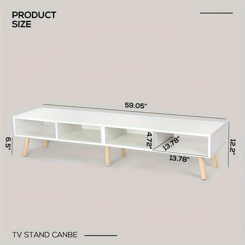 150cm Modern Wooden TV Stand, Supports TV, Cable Management, Living Room Television Furniture, Simple and Stylish Media Console, Easy to Assemble, Black and White