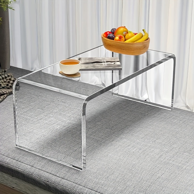 Premium Acrylic Coffee Table, Rectangle Clear End Table with Round Edges, Modern Accent Table for Home Decor