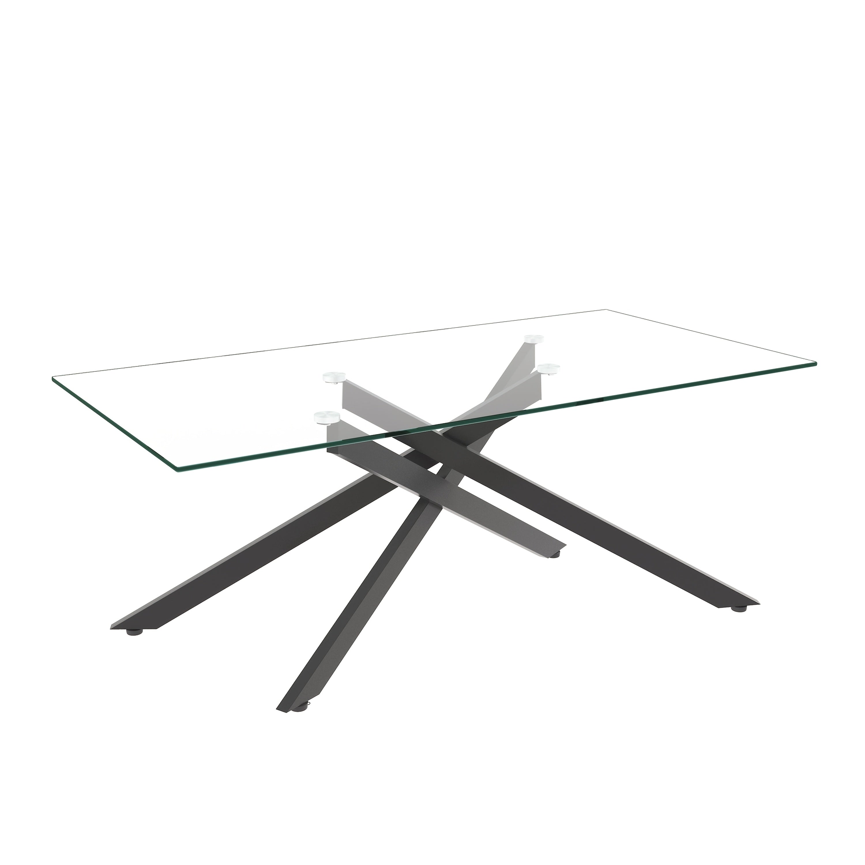 122cm Rectangular Clear Tempered Glass Coffee Table,Rectangular Tempered Glass Coffee Table,Tempered Glass Coffee Table With Metal Legs,Coffee Table For Living Room