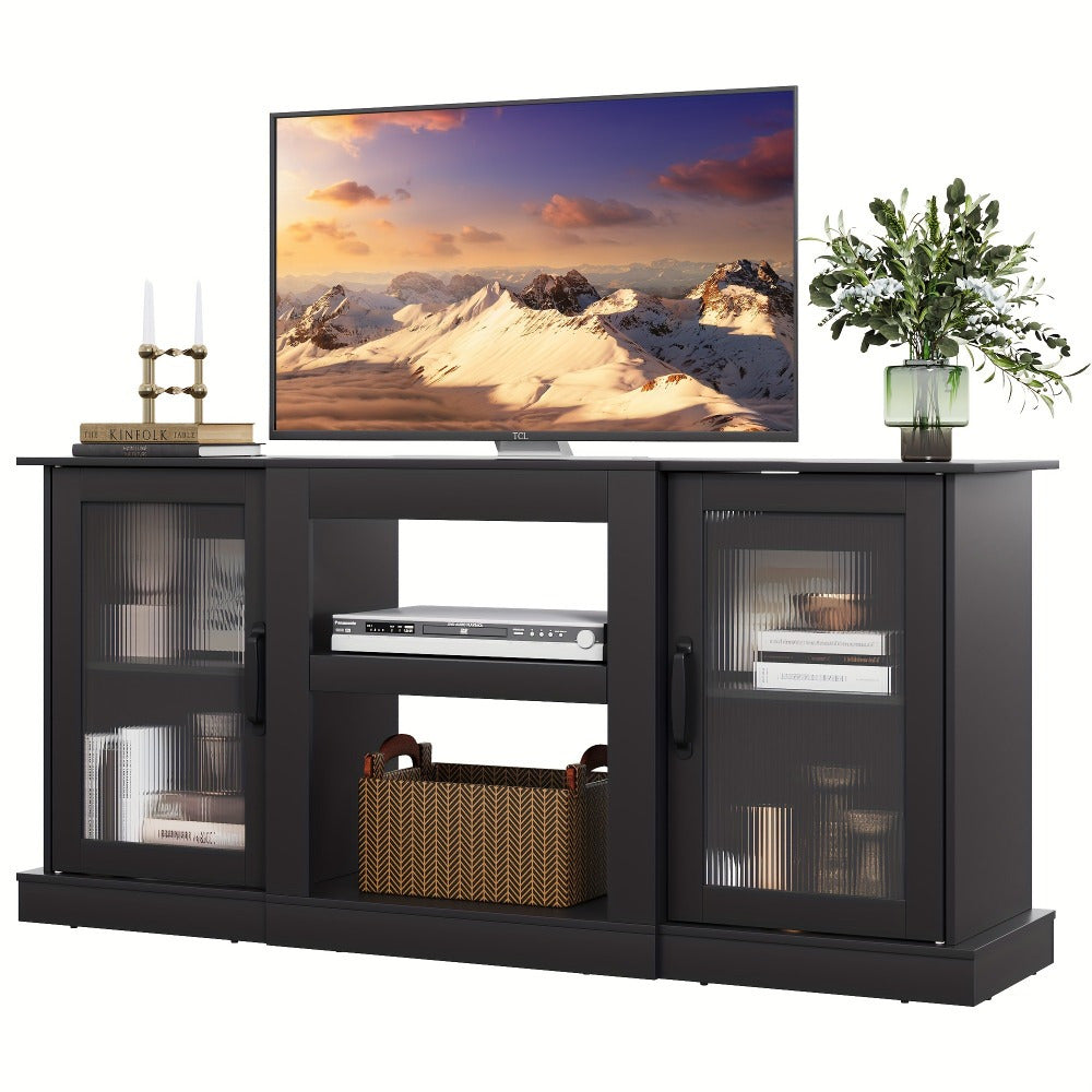 Retro Stable TV Stand for 165cm TV, Cabin TV Console Cabinet with Storage, Open Storage Rack Entertainment Center for Living Room and Backyard