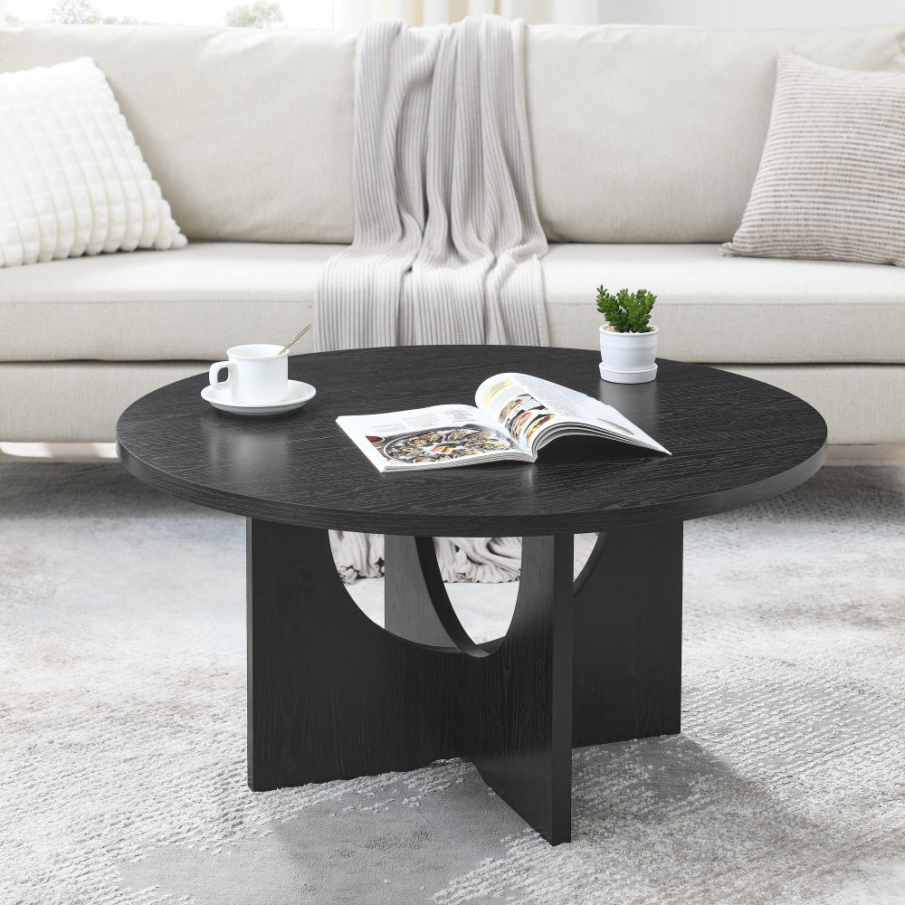 Contemporary Solid Wood Coffee Table, Multifunctional Hardwood Round Side Table, Minimalist Nordic Style, for Home and Office Decor