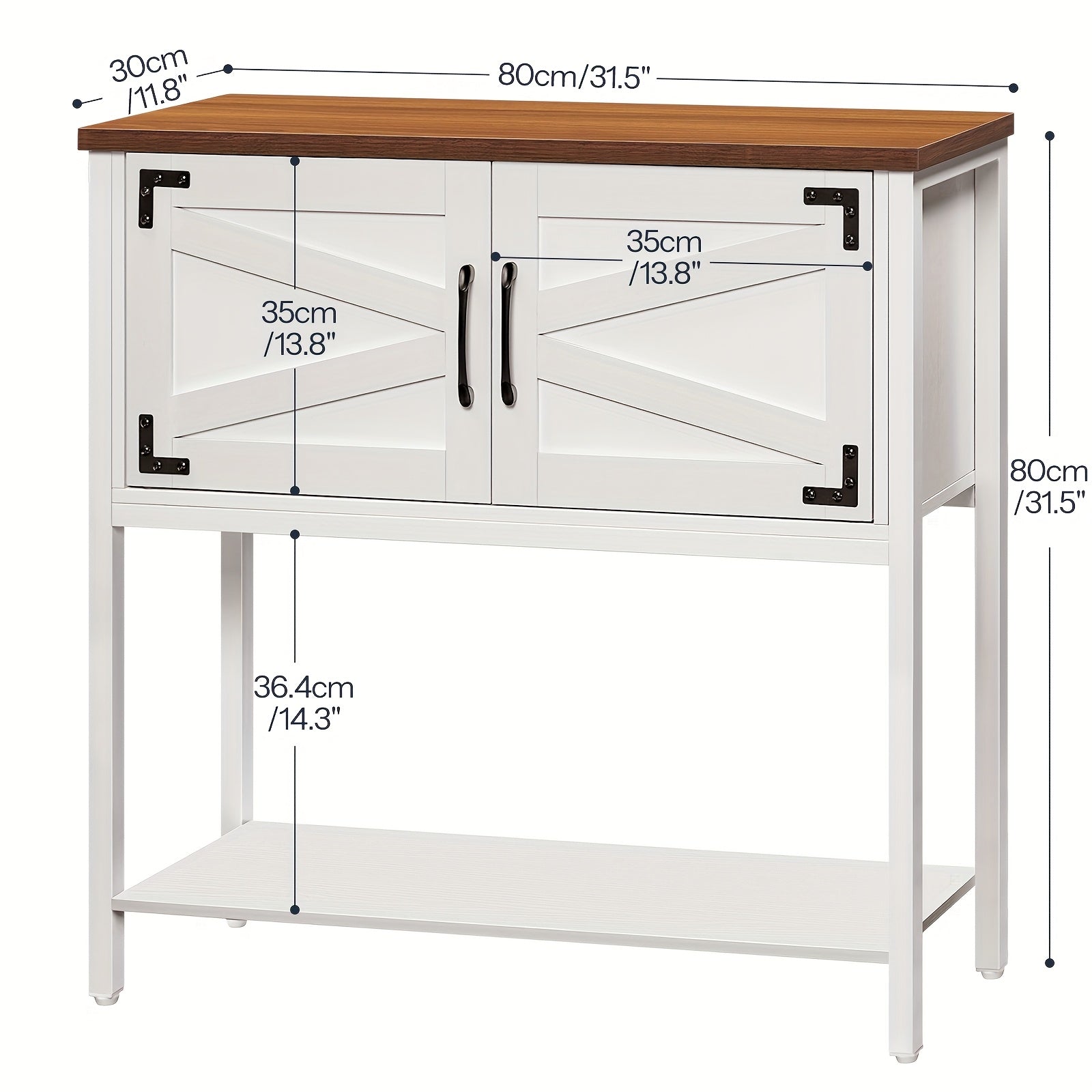 Entryway Table, 80 cm Farmhouse Console Table With Storage, Sofa Table Behind Couch, For Entryway, Hallway, Foyer, White And Walnut