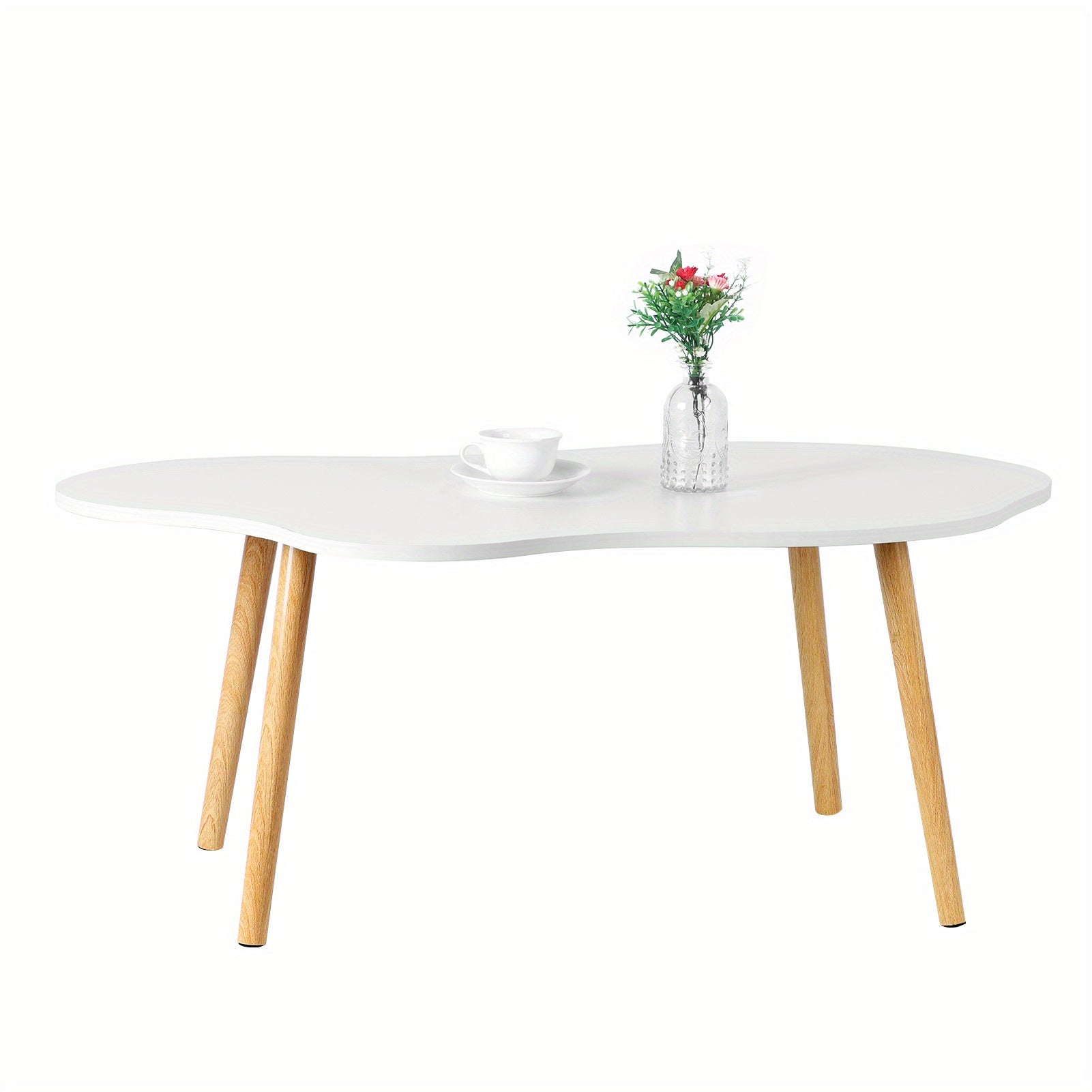 Modern Nordic-Inspired Coffee Table - White, Contemporary Cloud Design with Storage for Living Room & Small Apartments, Coffee Table for Living Room