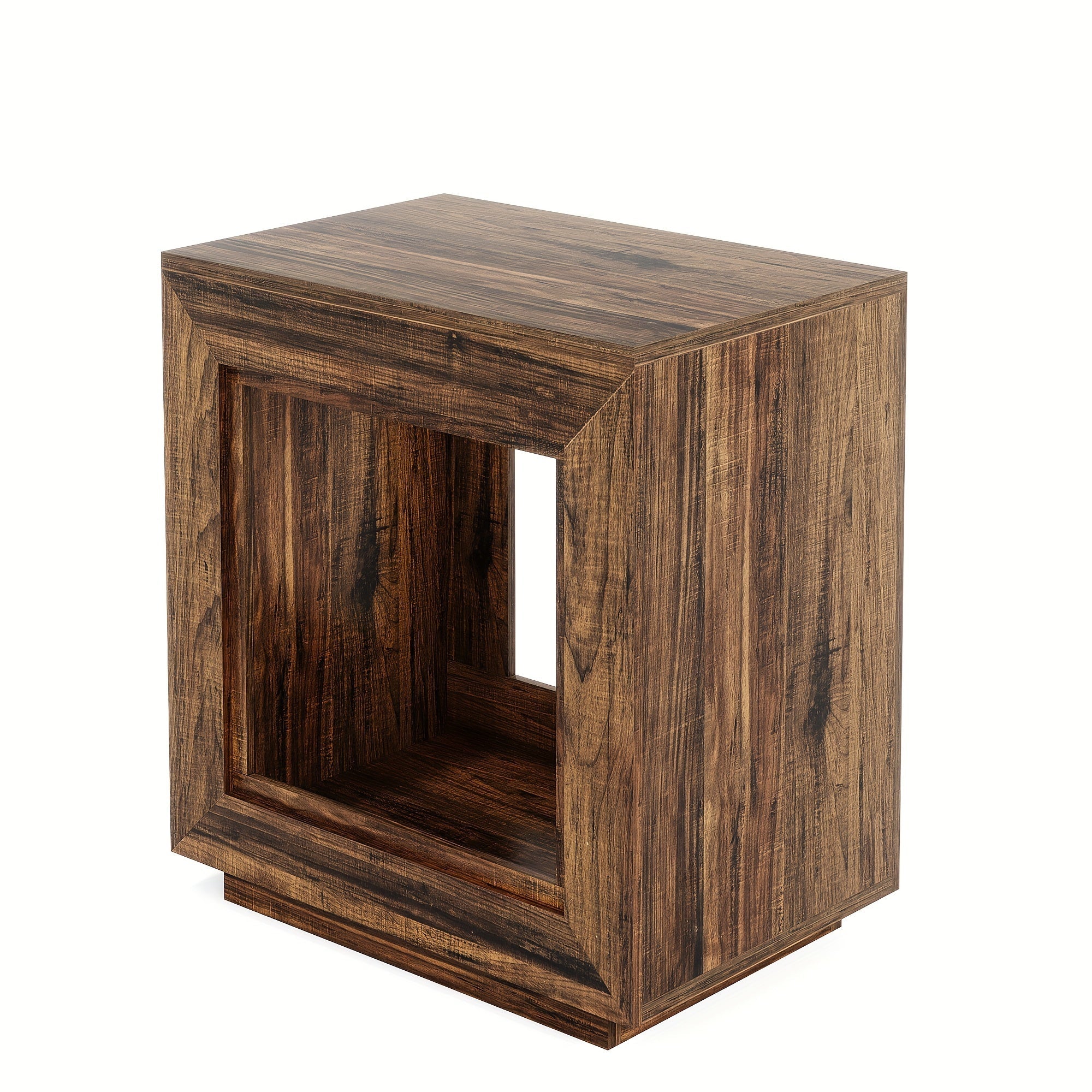 64cm solid wood side table, square side table, bedside table with storage function