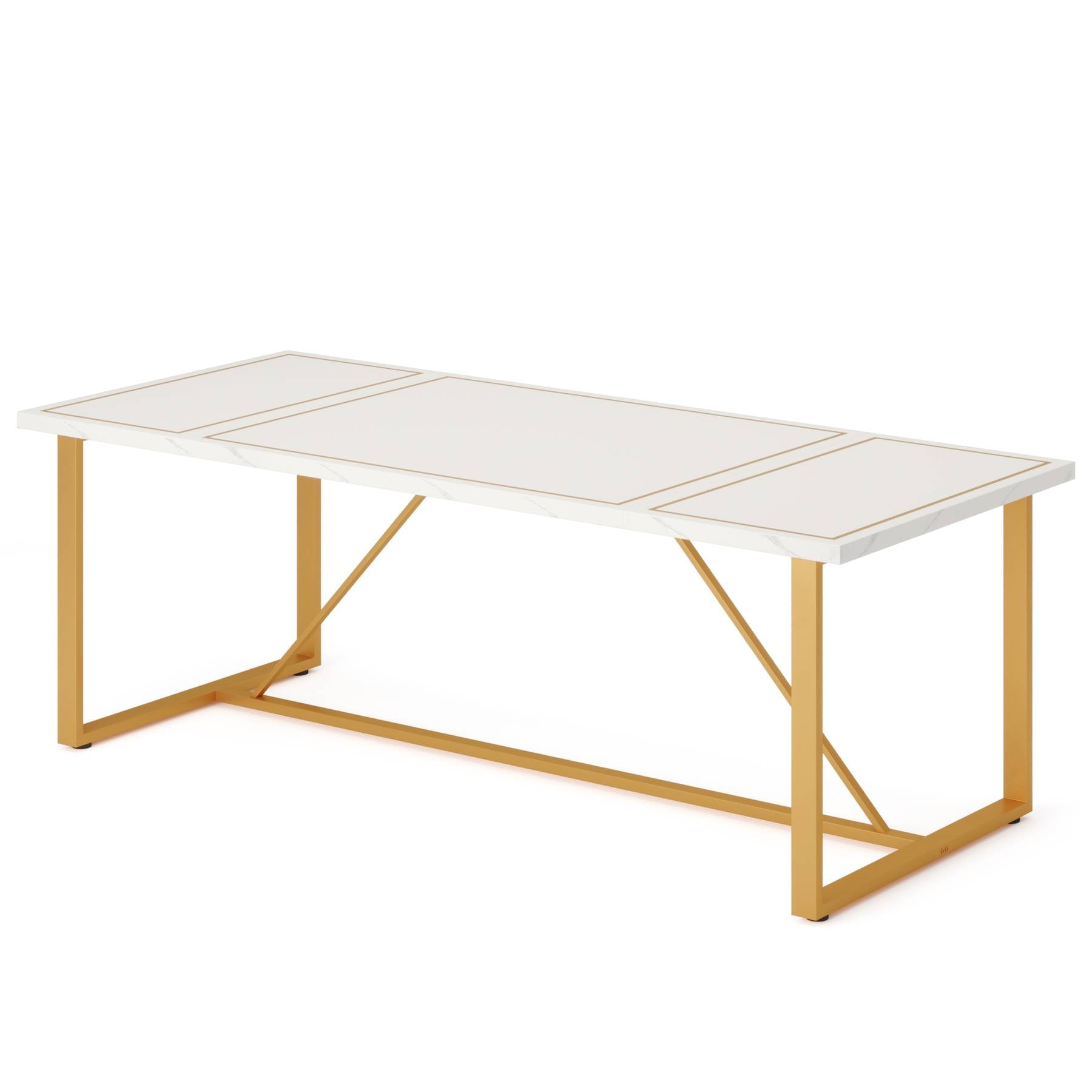 Modern Dining Table, 180 cm Rectangle Dinner Table for 6-8 People