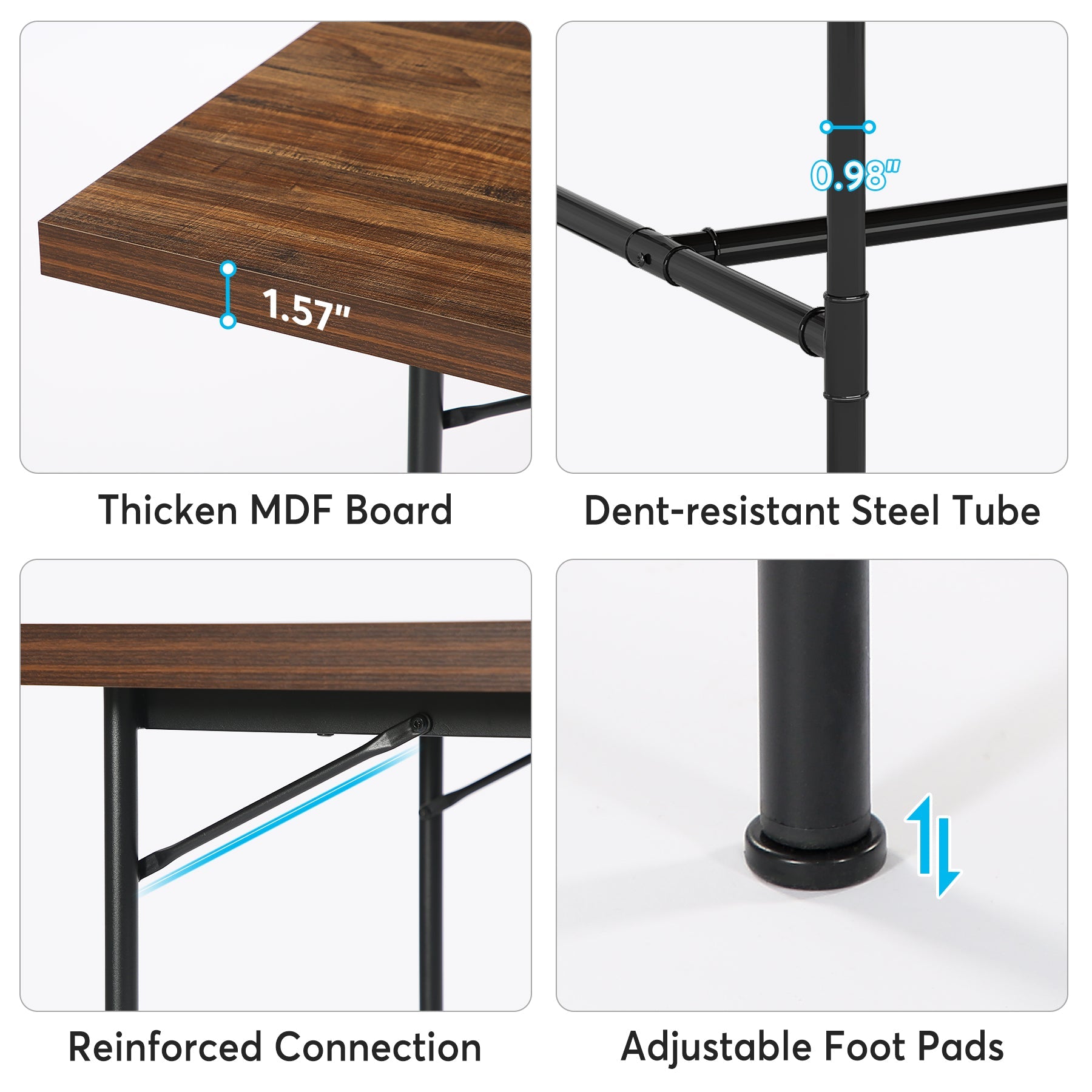 180 cm Industrial Dining Table Kitchen Table for 6-8 People