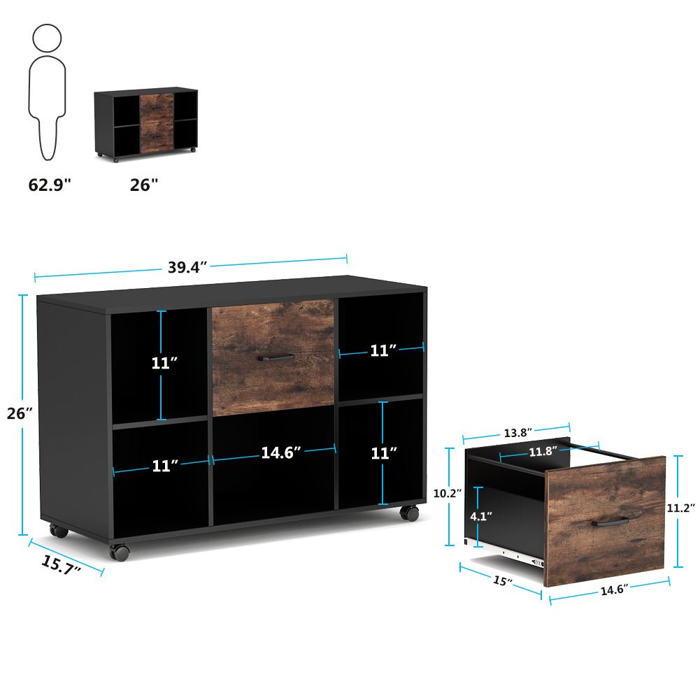 2-Drawer File Cabinet, Large Mobile Filing Cabinet for Letter Size (cm)