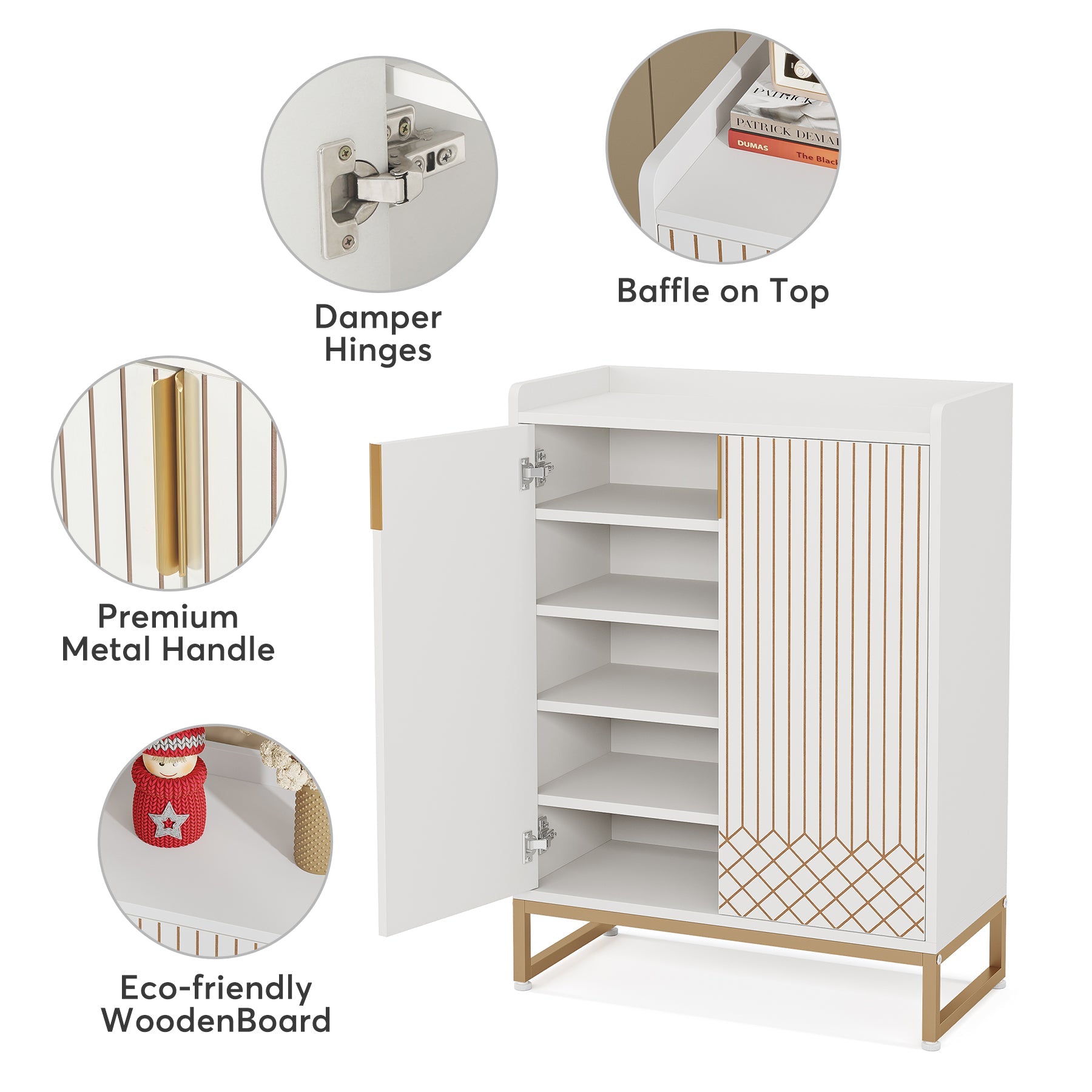 Modern Shoe Cabinet with Doors, 5-Tier Modern Shoe Rack Organizer (cm)