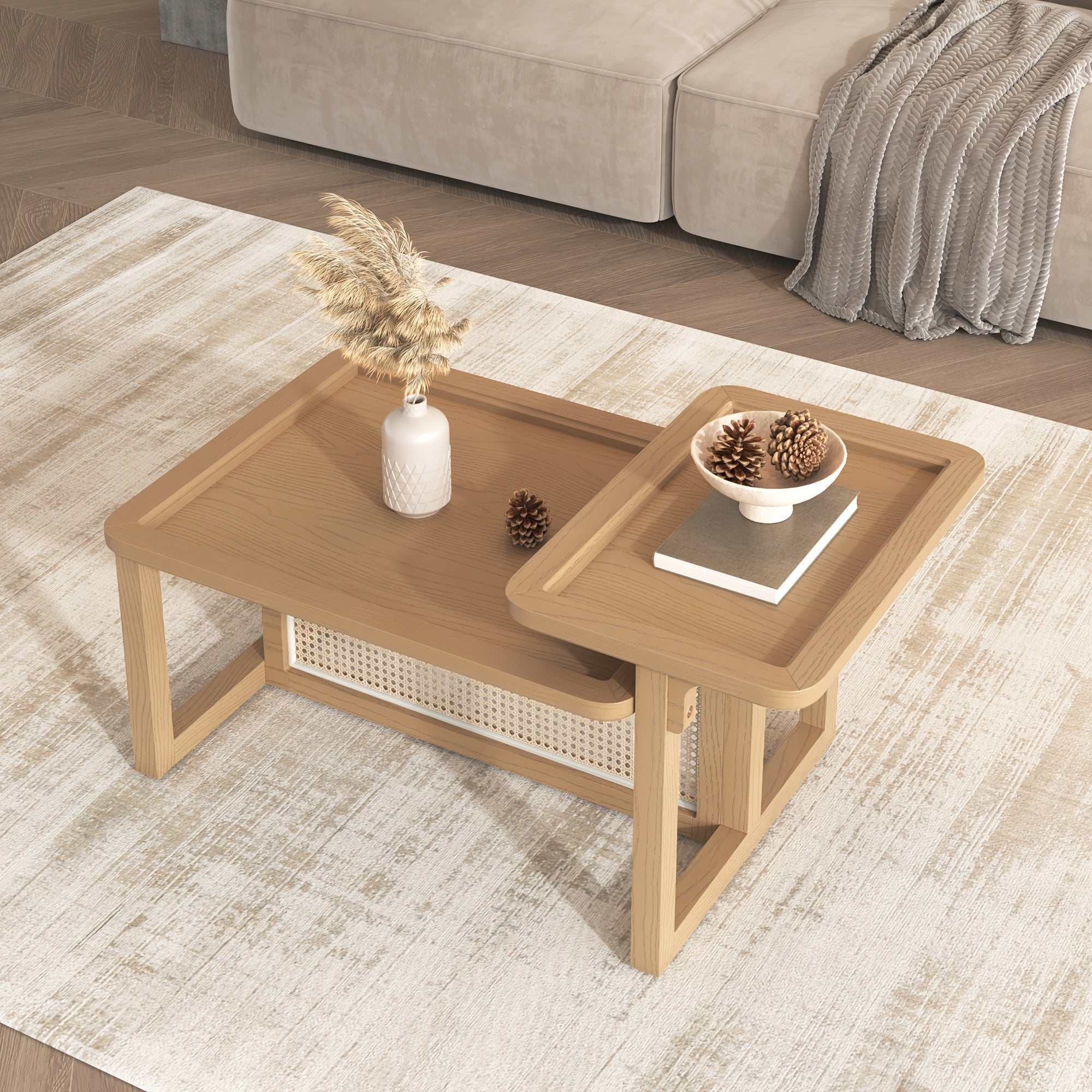 1pc Modern Farmhouse Living Room Coffee Table, Stylish And Elegant Wooden Table, Suitable For Living Rooms, Bedrooms, And More