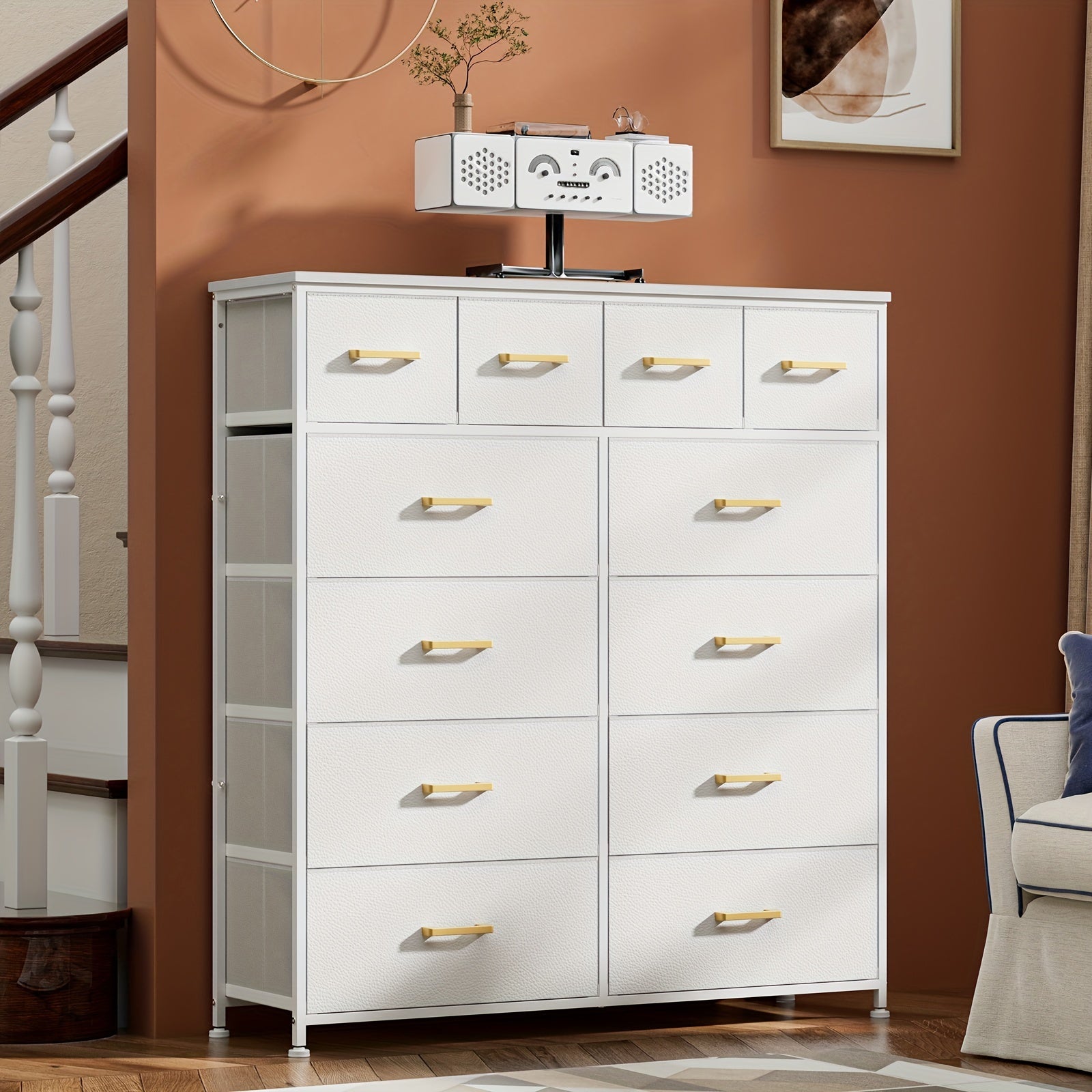 12-Drawer Tall Dresser Bigger & Wider Dresser For Bedroom, Modern Style Wardrobe, Prefect Storage Cabinet For Living Room, Entryway, High-Quality Dresser Glacier White