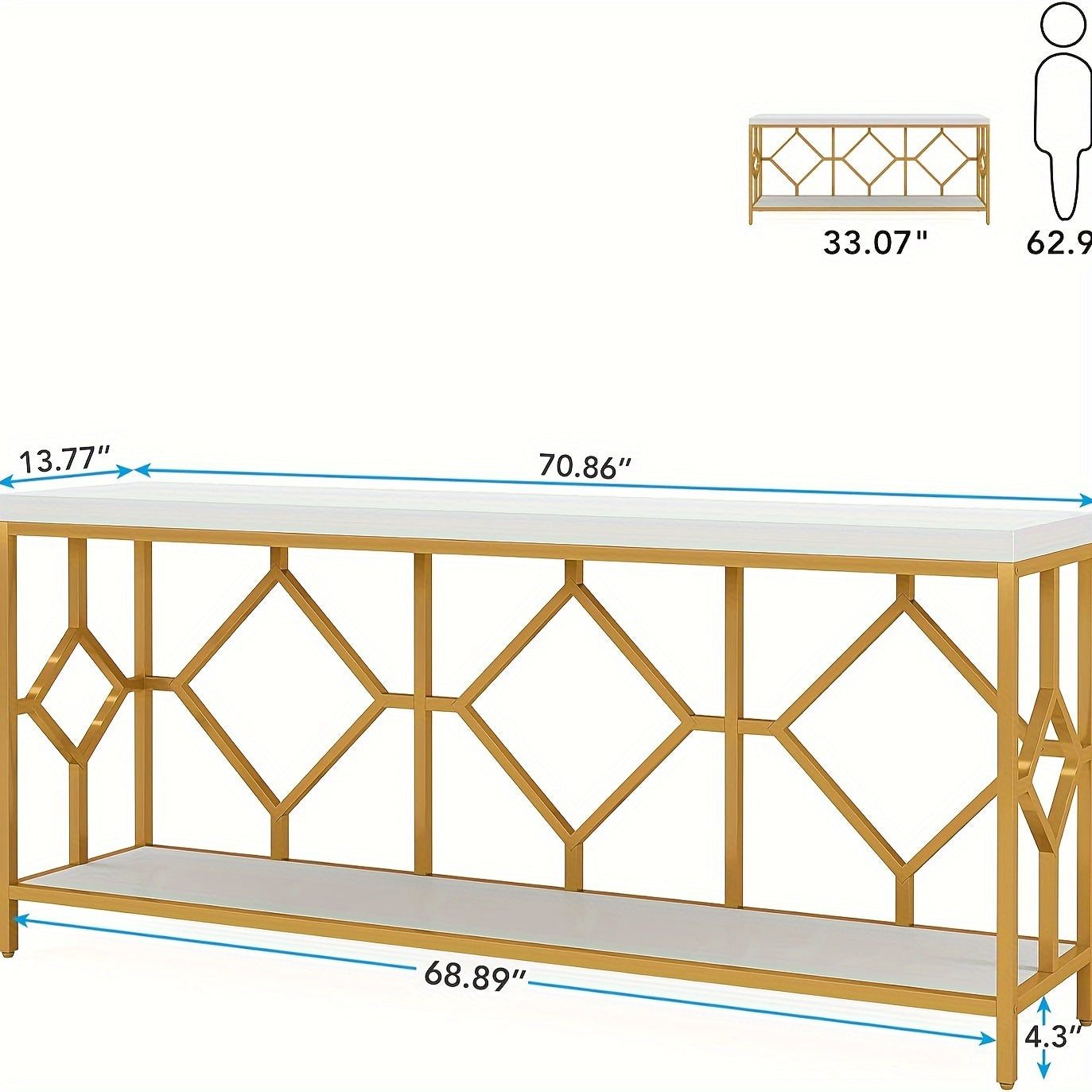 180 cm Extended Sofa Table with Open Shelf, Space-Saving Console Behind Couch Table