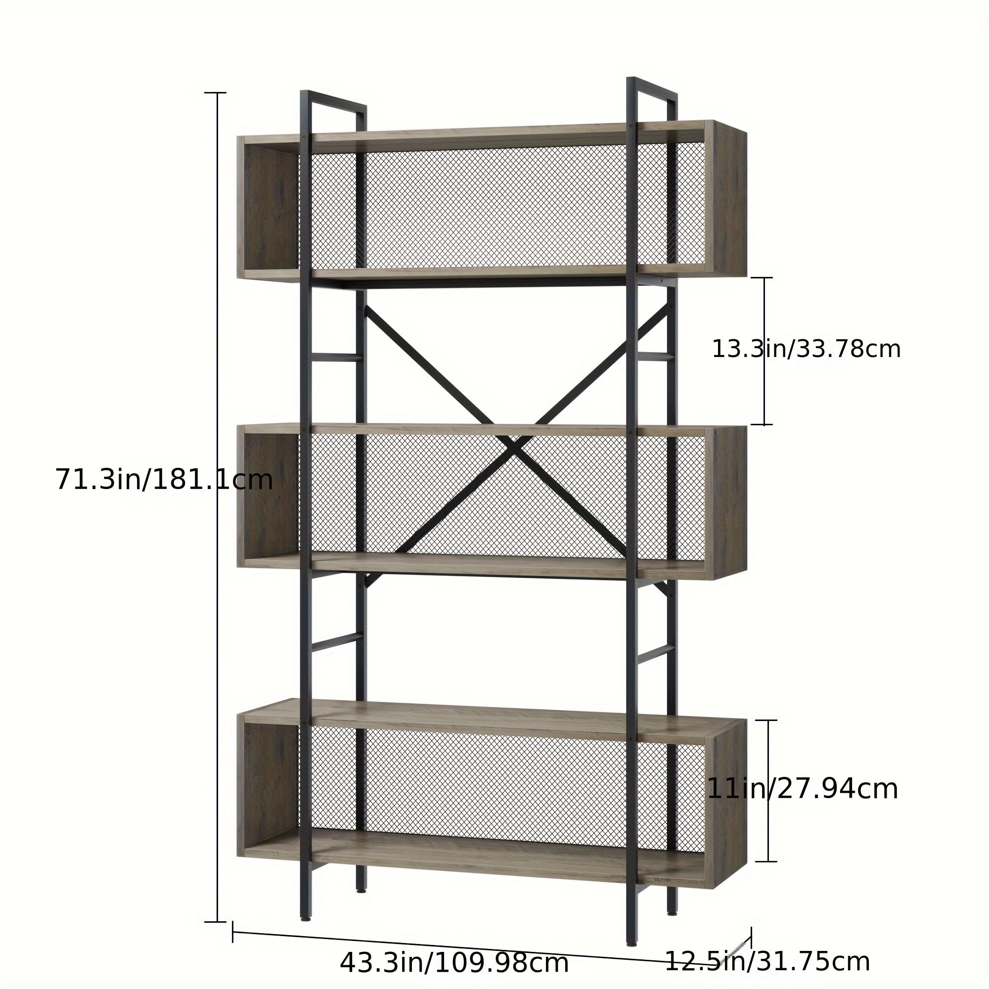 6 Tier Bookshelf with Storage, 180cm Tall Industrial Book Shelf with Open Display Bookshelves, 6 Shelf Bookcase with Metal Frame for Living Room, Bedroom and Home Office