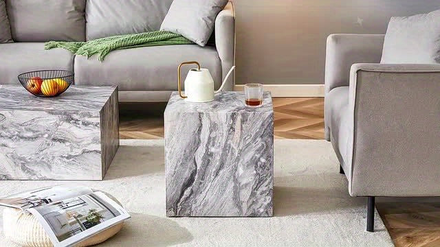 Natural Style Wood Coffee Table, Faux Stump Coffee Table with Tree Stump Texture, Multifunctional Engineered Wood End Table for Living Room, Home Office Center Table, Grey, 15.7in*15.7in*15.7in