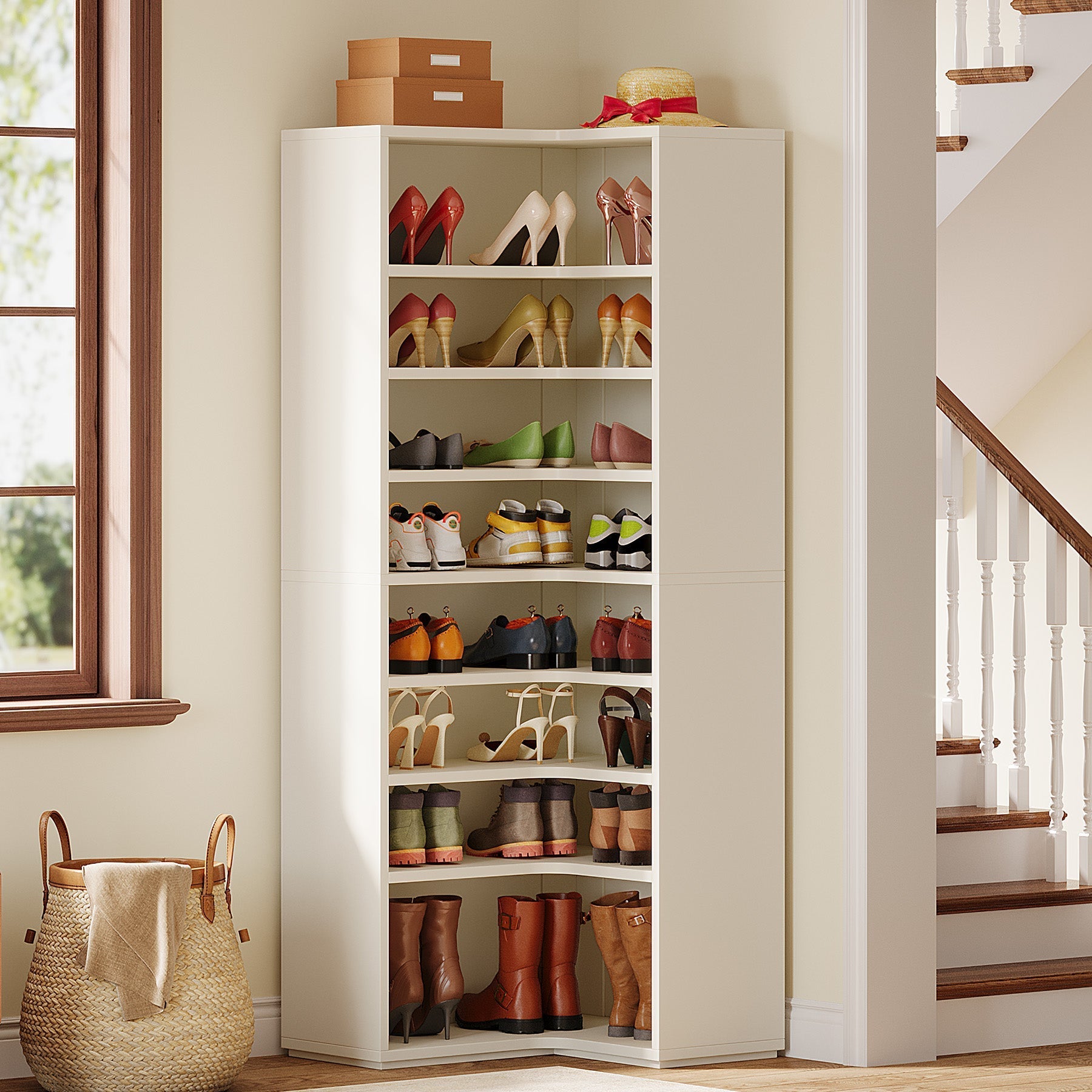 9-Tier Shoe Cabinet, 24-32 Pairs Freestanding Shoe Rack Shoe Organizer (Approx. 22-81 cm)