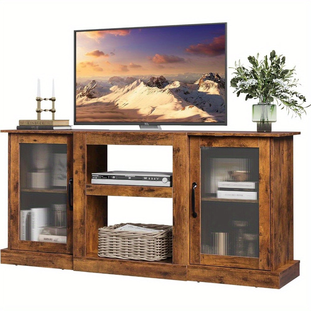 Retro Stable TV Stand for 165cm TV, Cabin TV Console Cabinet with Storage, Open Storage Rack Entertainment Center for Living Room and Backyard