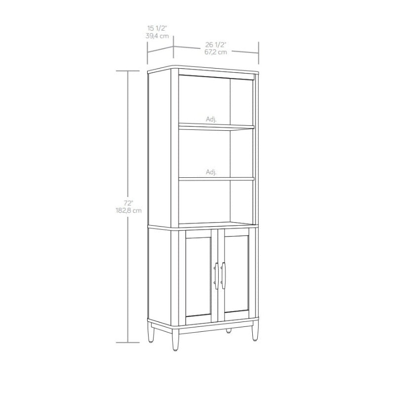 Bookcase with Doors, Light Honey Finish，26.46" L x 15.51" W x 71.97" H