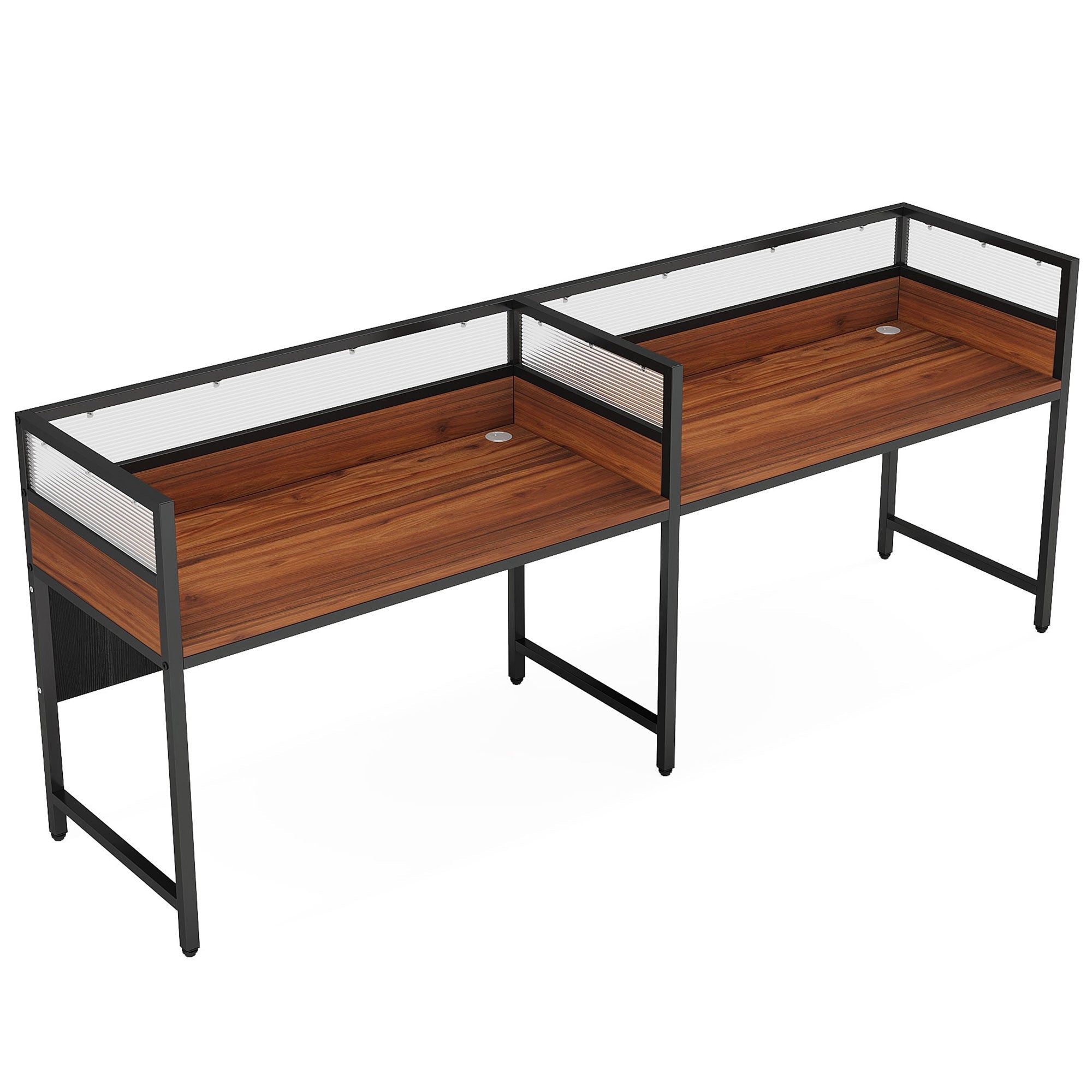 240 cm Two-Person Desk, Office Computer Desk Workstation with Privacy Panel