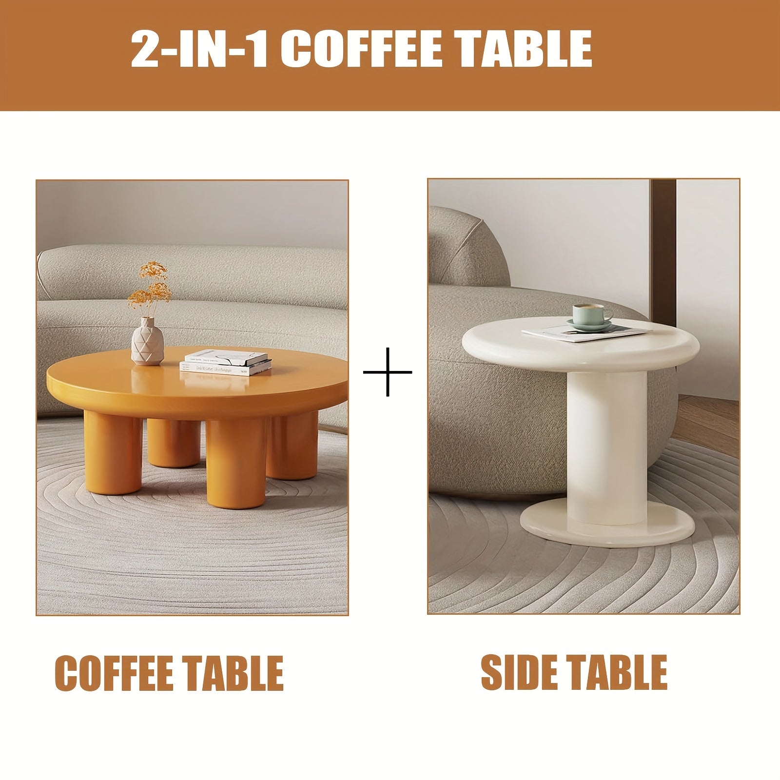 Nesting Coffee Table Set Of 2 Irregular Tea Table Modern Nesting Center Table For Living Room Bedroom Small Spaces Balcony Yard Home Decor