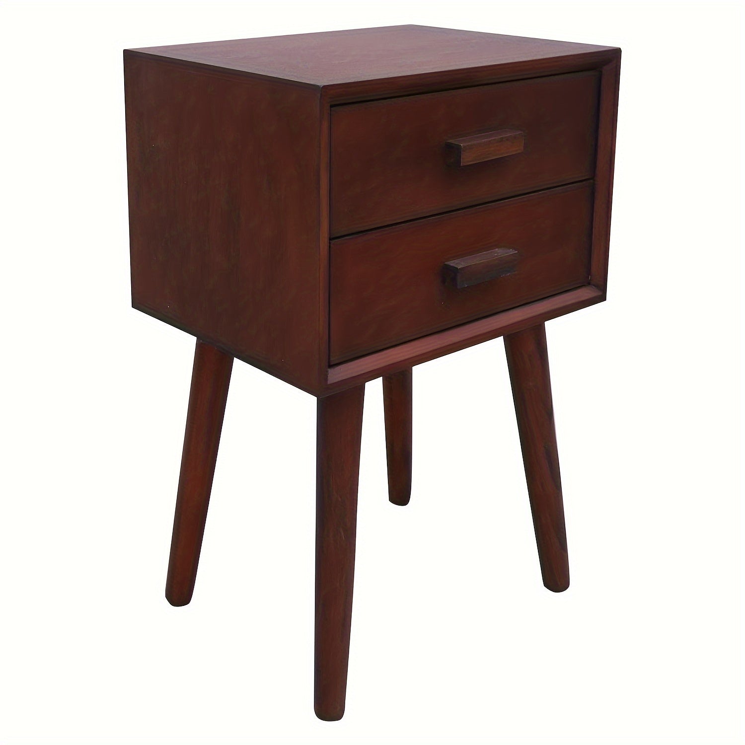 Solid Wood Nightstand Mid-Century Modern Bedside Table with 2 Storage Drawer Small Solid Wood Frame Side End Table for Bedroom Living Room