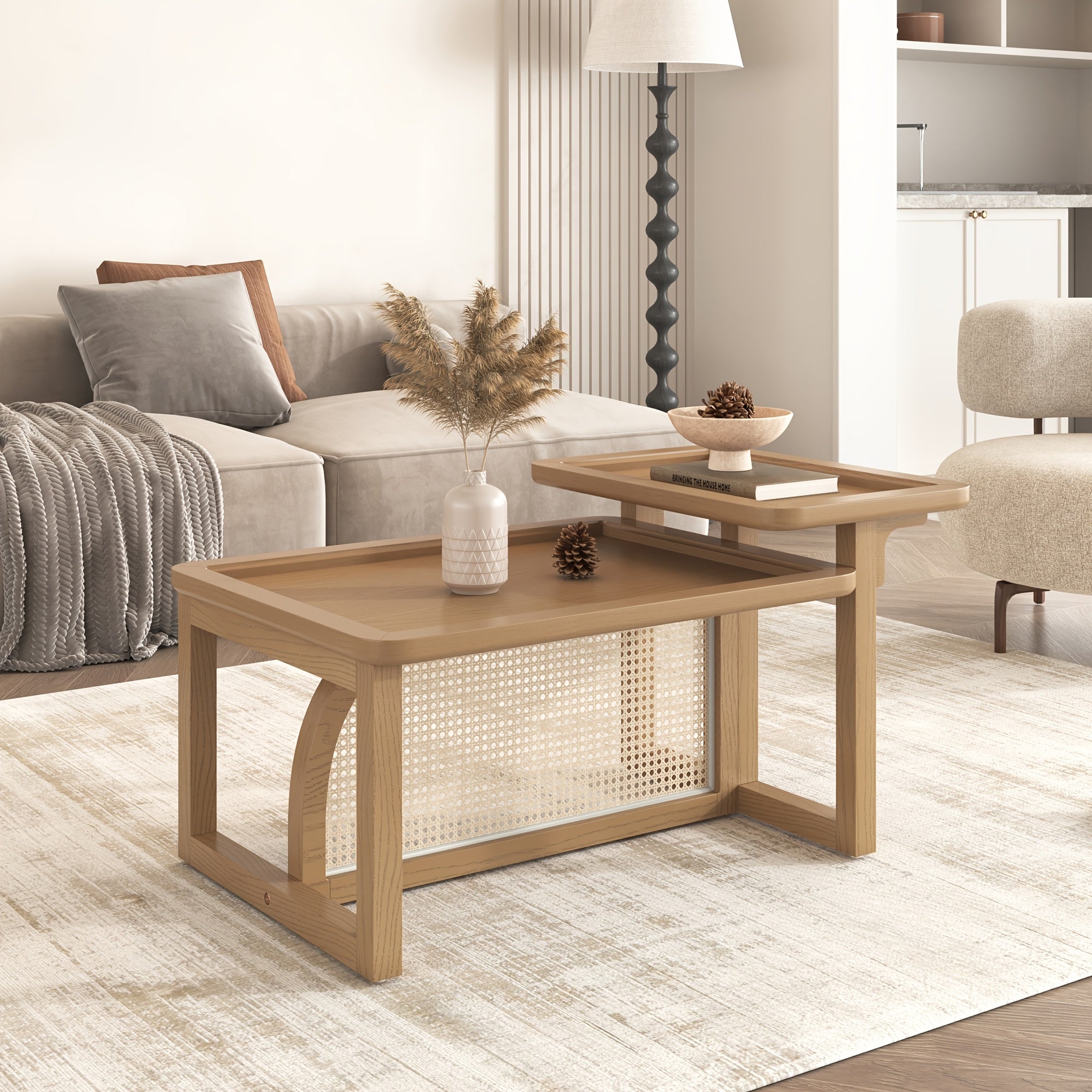 1pc Modern Farmhouse Living Room Coffee Table, Stylish And Elegant Wooden Table, Suitable For Living Rooms, Bedrooms, And More