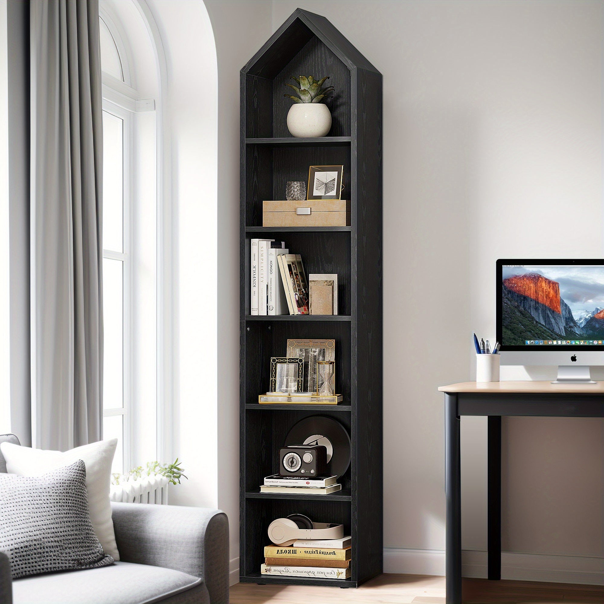 Modern 6- Cube Bookshelf with Adjustable Shelves for Flexible Organization