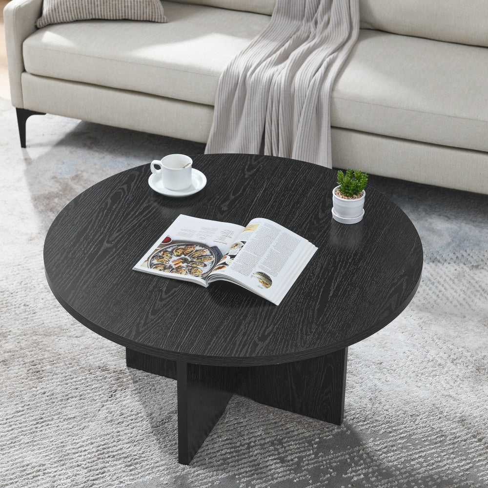 Contemporary Solid Wood Coffee Table, Multifunctional Hardwood Round Side Table, Minimalist Nordic Style, for Home and Office Decor