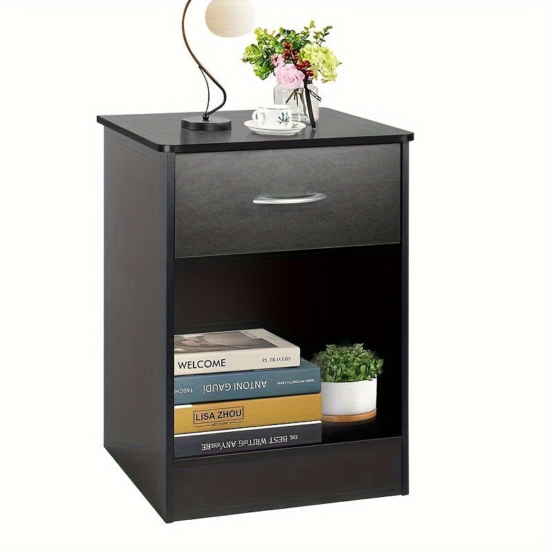 Black Nightstand With Drawer, Bedside Table Side Table For Small Place, Bed Table End Tables For Living Room Bedroom