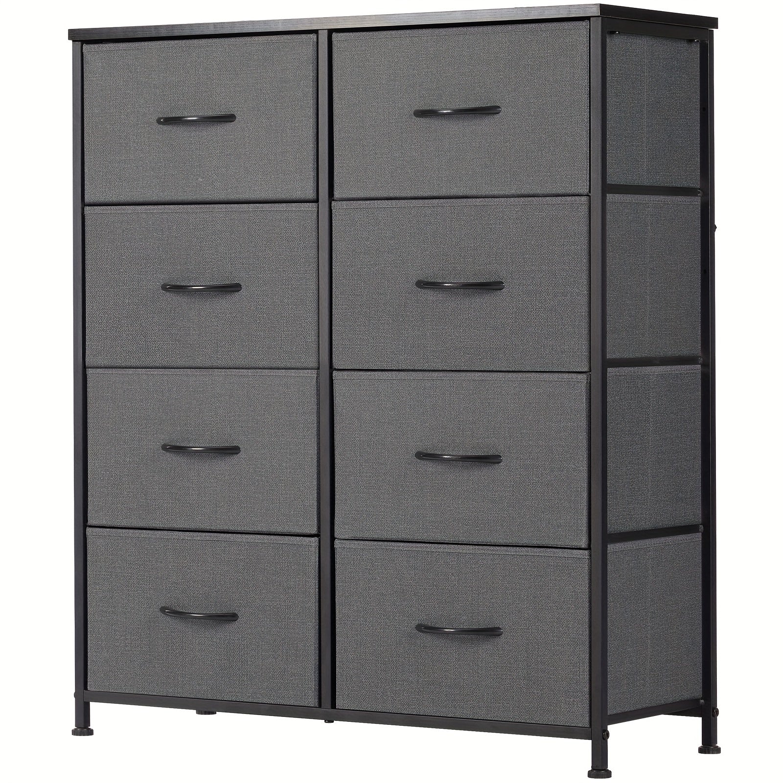 Dresser for Bedroom Drawer Organizer Storage 8 Drawers, Fabric Storage Tower, Chest of Drawers with Steel Frame, Wood Top for Nursery, Living Room, Closet