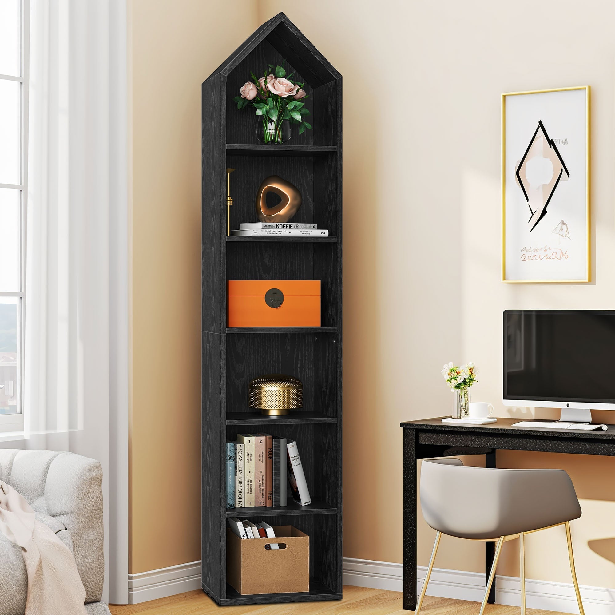 Modern 6- Cube Bookshelf with Adjustable Shelves for Flexible Organization