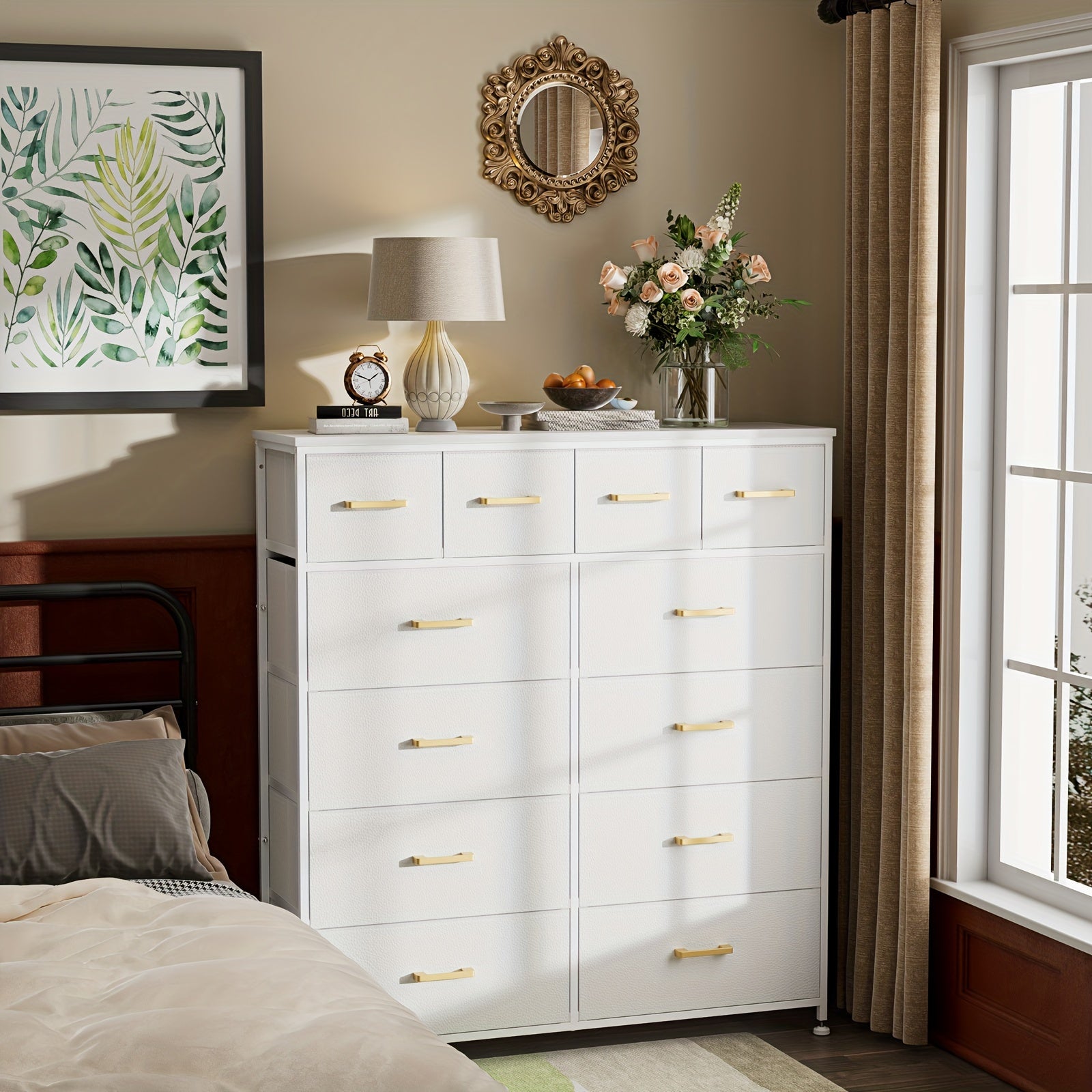 12-Drawer Tall Dresser Bigger & Wider Dresser For Bedroom, Modern Style Wardrobe, Prefect Storage Cabinet For Living Room, Entryway, High-Quality Dresser Glacier White