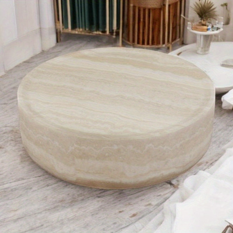 Round Faux Pattern Coffee Table - No Assembly Required - Ideal for Living Room & Tea Time - Stylish & Durable