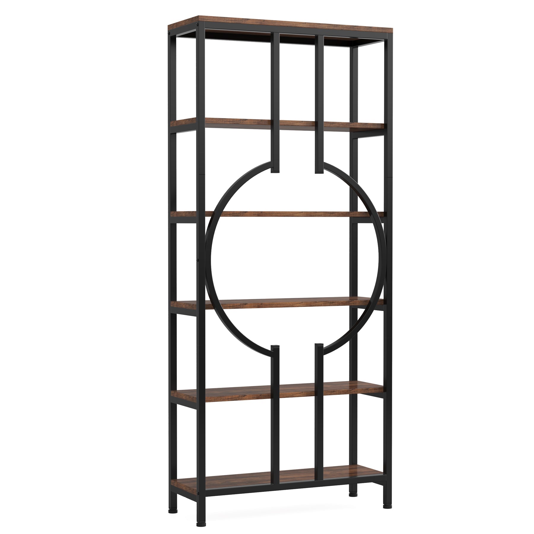 6-Tier Bookshelf, 180 cm Industrial Bookcase Display Shelf