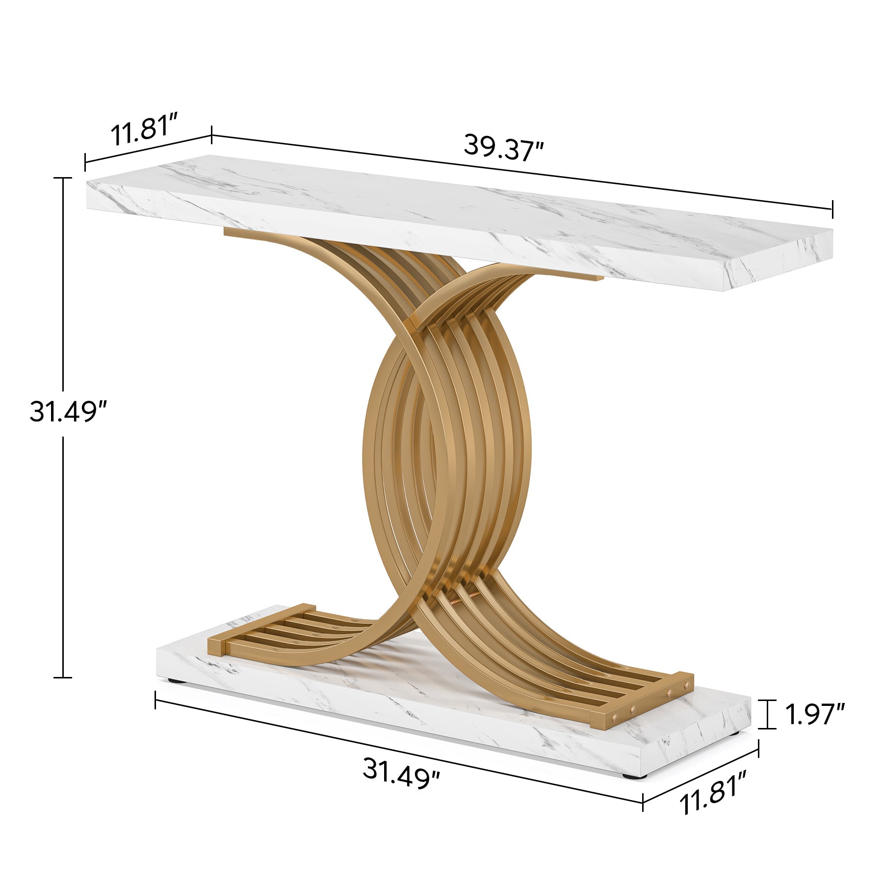 99 cm Console Table, Narrow Faux Marble Entryway Hallway Sofa Table