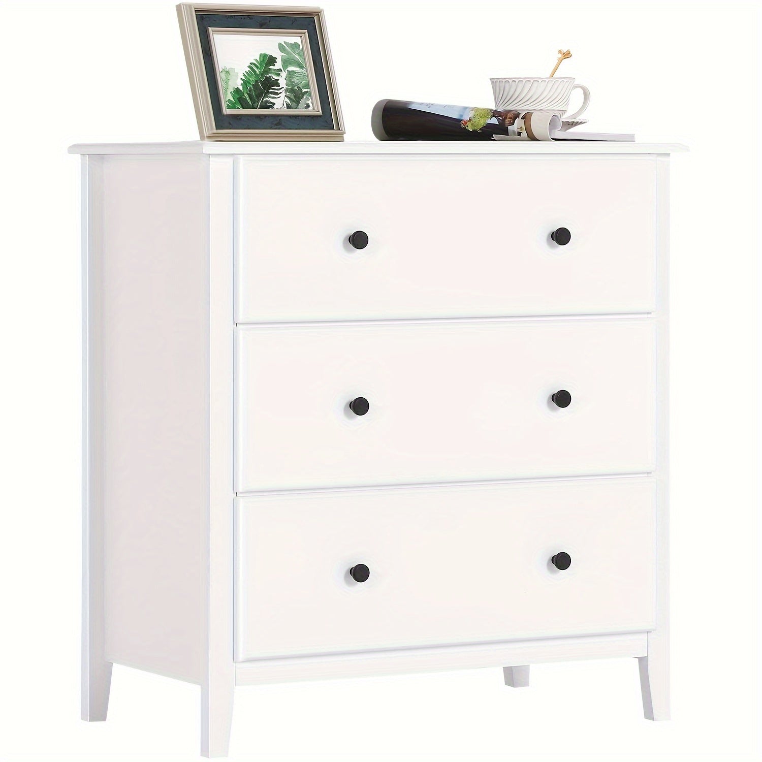 Dresser with 3 Drawers Wood Drawer Chest with Metal Handle&Slide for Bedroom/Living Room/Bathroom/Hallway, White