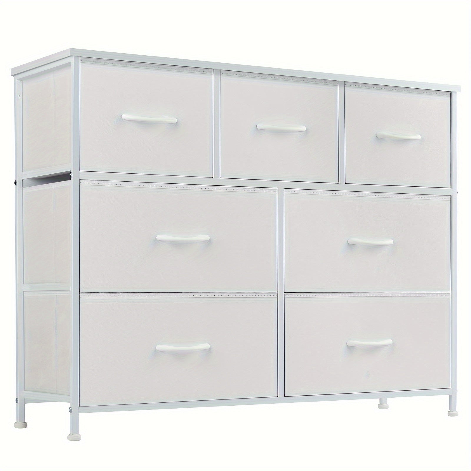 7 Drawer Dresser Organizer Storage Drawers, Storage Cabinet, Chest Of Drawers With Fabric Bin, Steel Frame, Wood Top For Bedroom, Closet