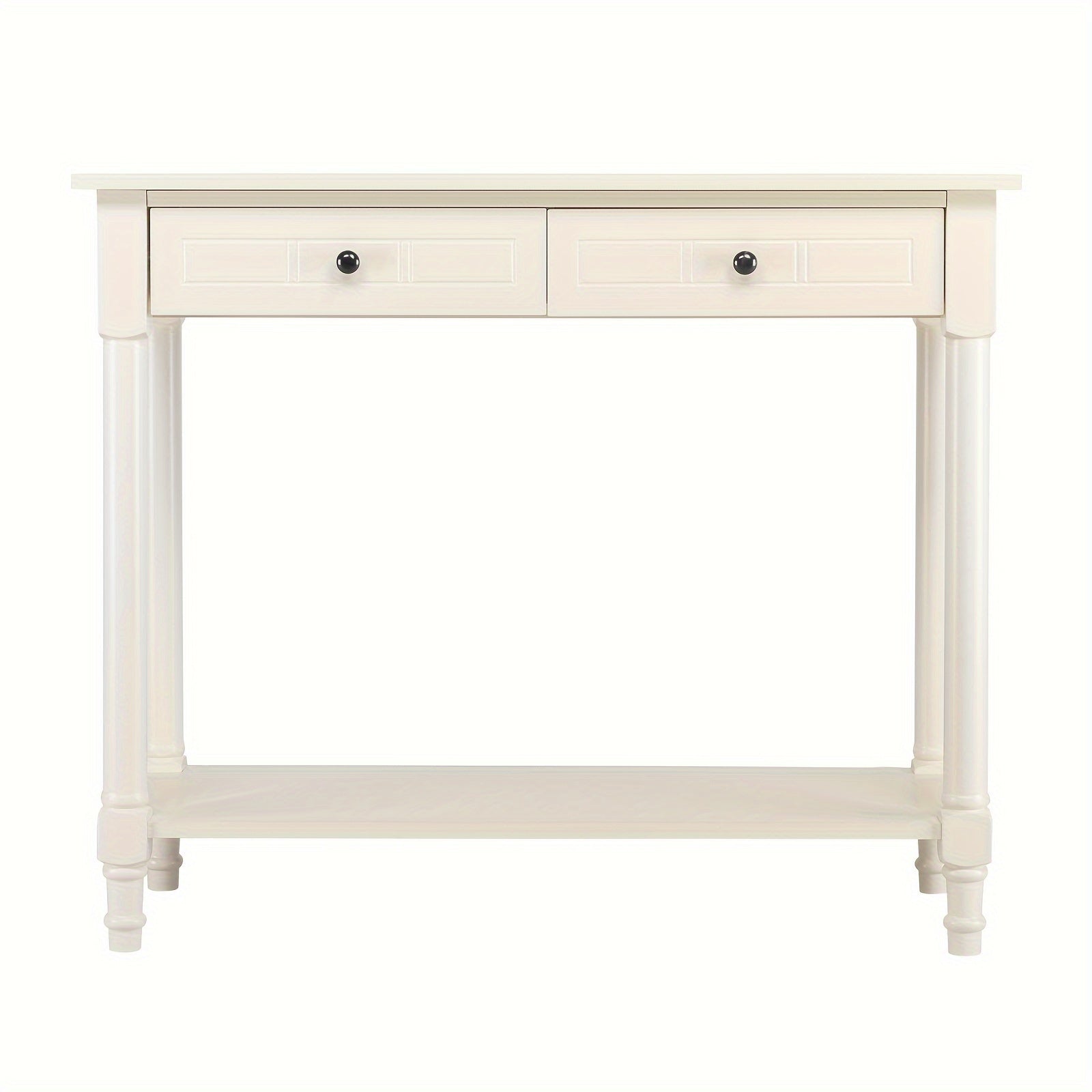 2-Tier Console Table with 2 Drawers, Console Tables for Entryway, Sofa Table with Storage Shelves, Entryway Table Behind Sofa Couch, for Living Room, Kitchen, Cream White (Dimensions in cm)