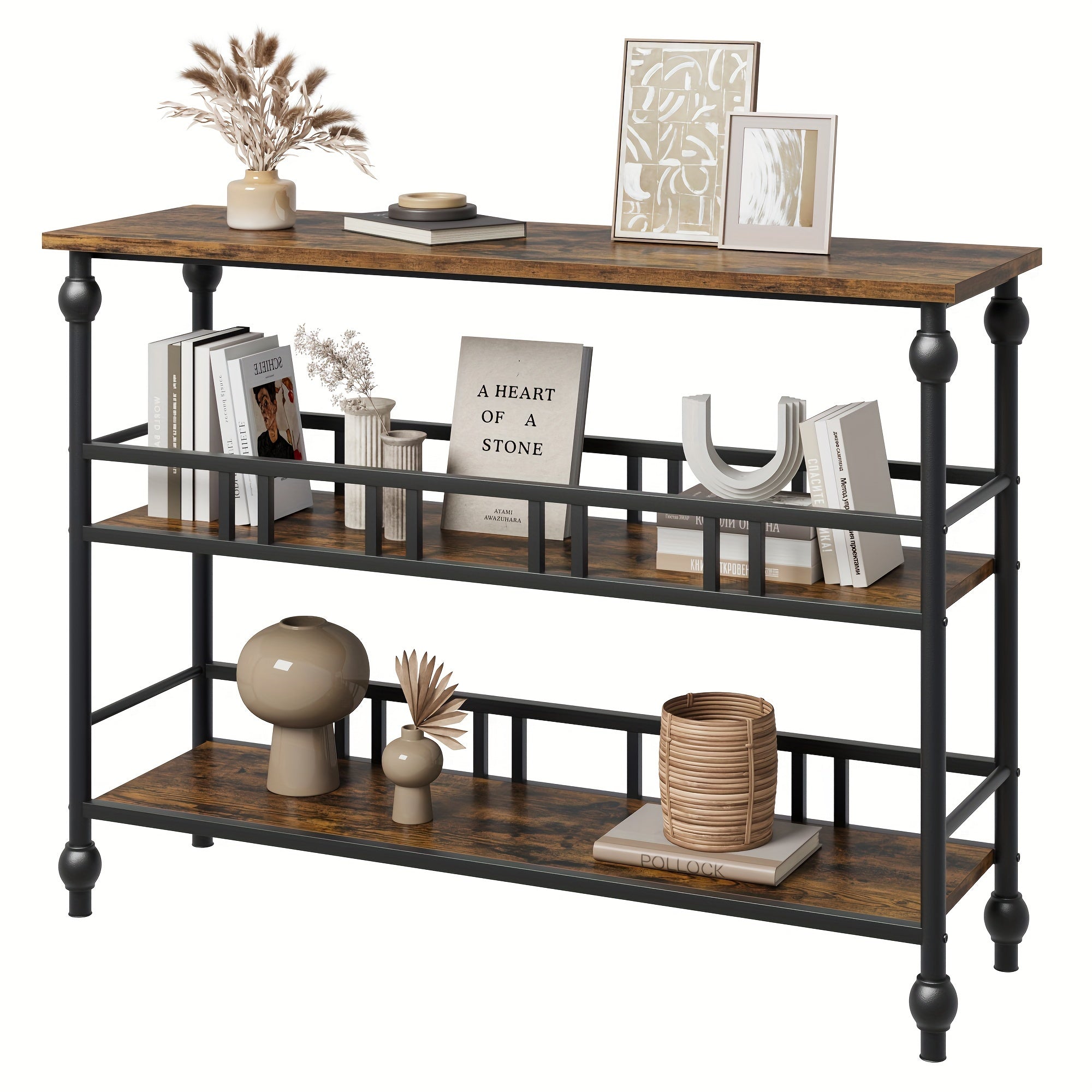 Console Table, Sofa Table, Gray Console Tables for Entryway, Living Room, Hallway, Foyer, Corridor, Office, Bedroom (Brown) - Dimensions in cm