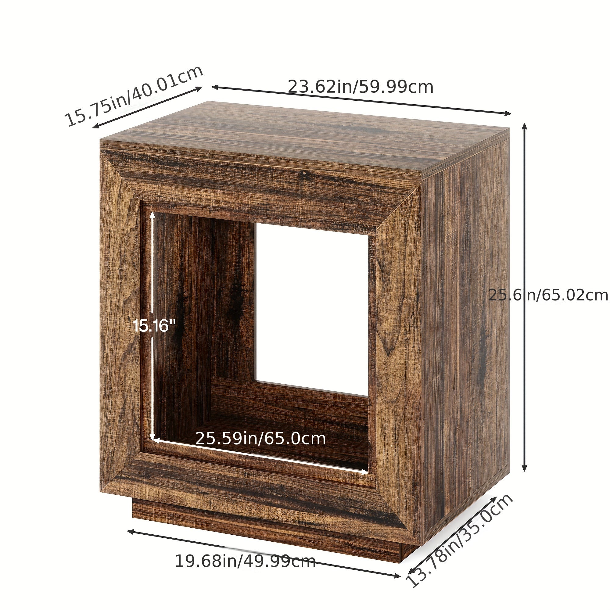 64cm solid wood side table, square side table, bedside table with storage function