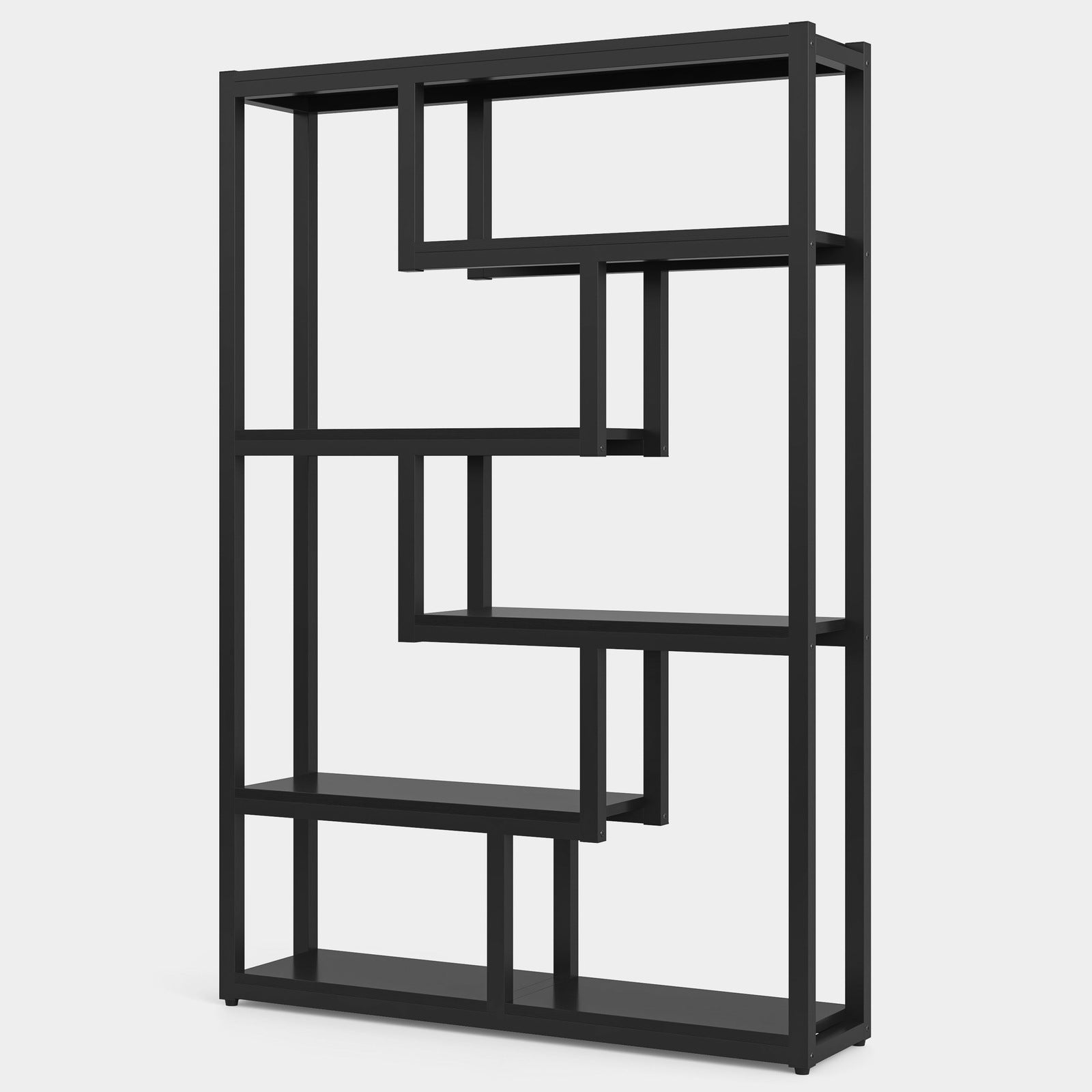 6-Tier Bookshelf, 175 cm Industrial Etagere Bookcase with Staggered Shelves