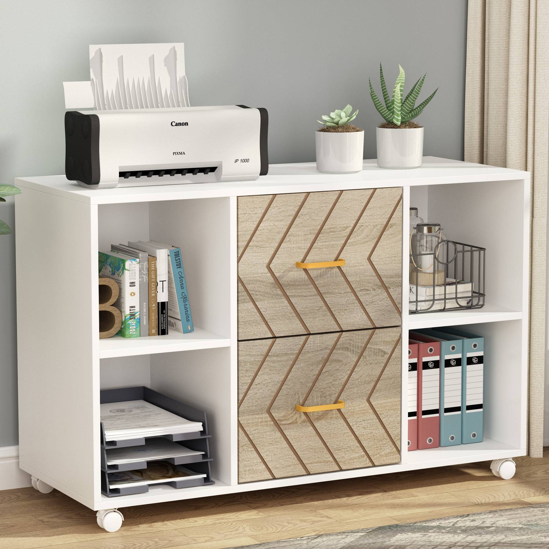 2-Drawer File Cabinet, Large Mobile Filing Cabinet for Letter Size (cm)