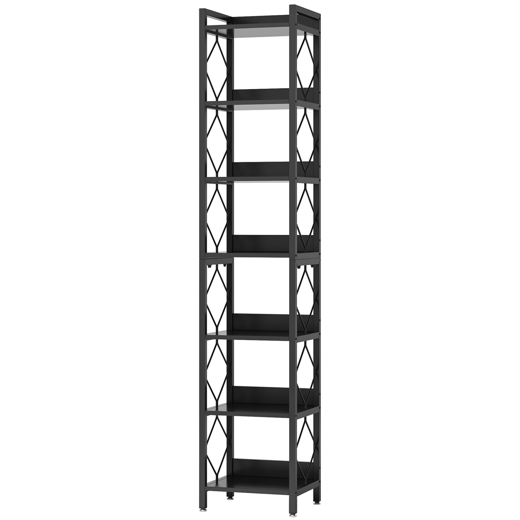 7-Tier Corner Shelf, 200 cm Narrow Bookshelf Corner Bookcase