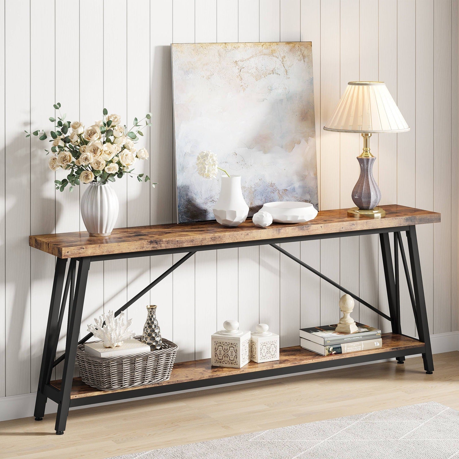 180 cm Console Table, Extra Long Sofa Table Behind Couch