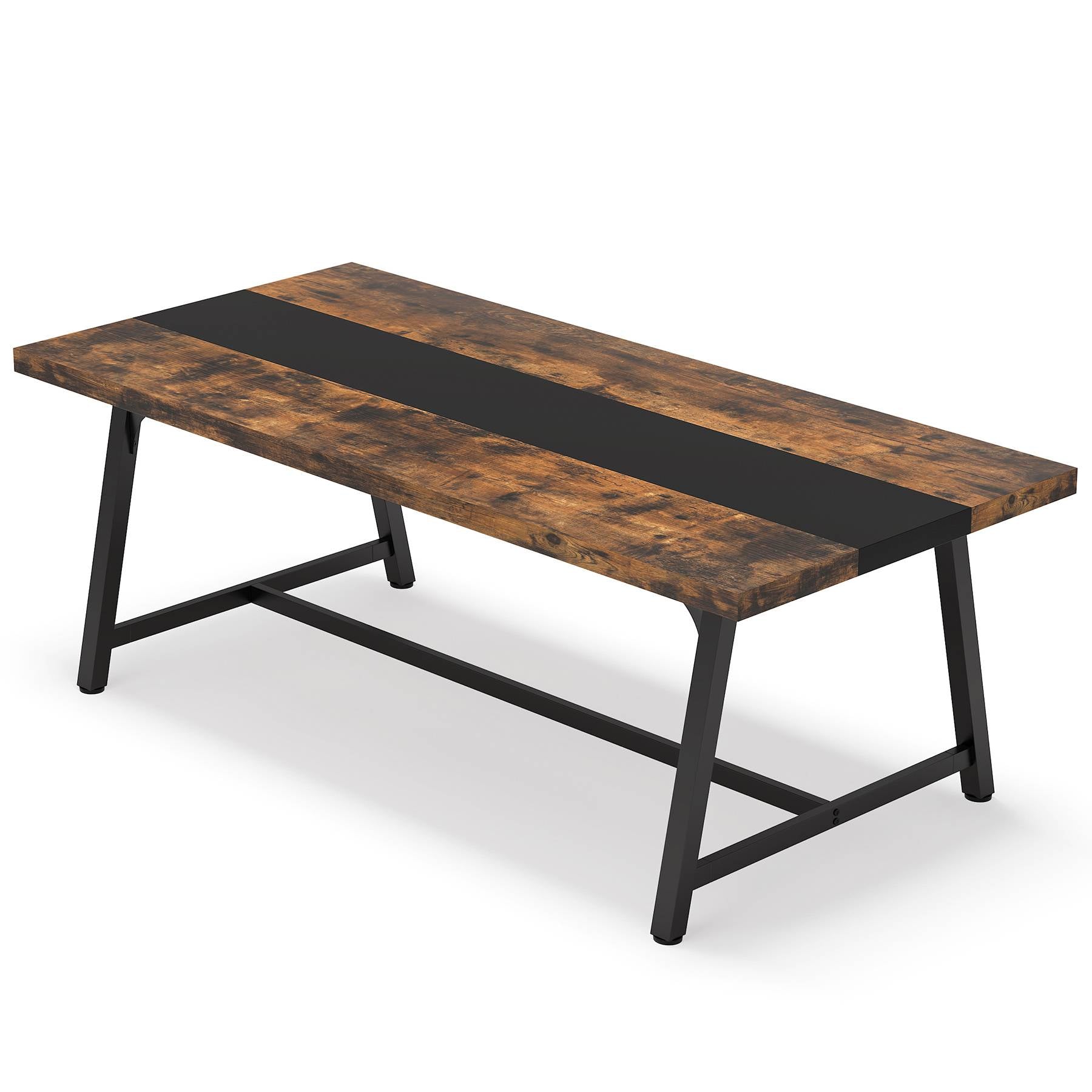 Dining Table for 8 People, 180 cm Rectangular Wood Kitchen Table