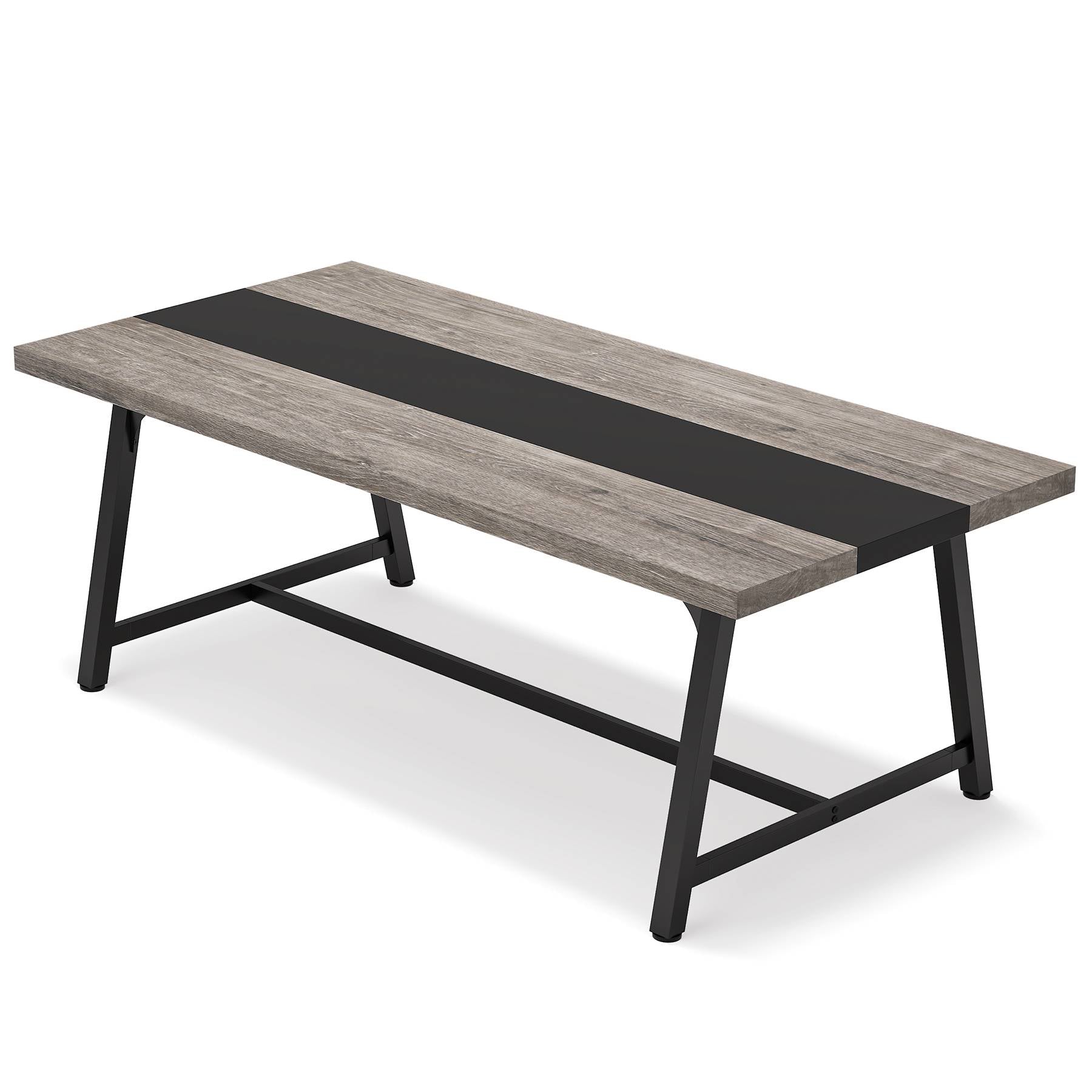 Dining Table for 8 People, 180 cm Rectangular Wood Kitchen Table