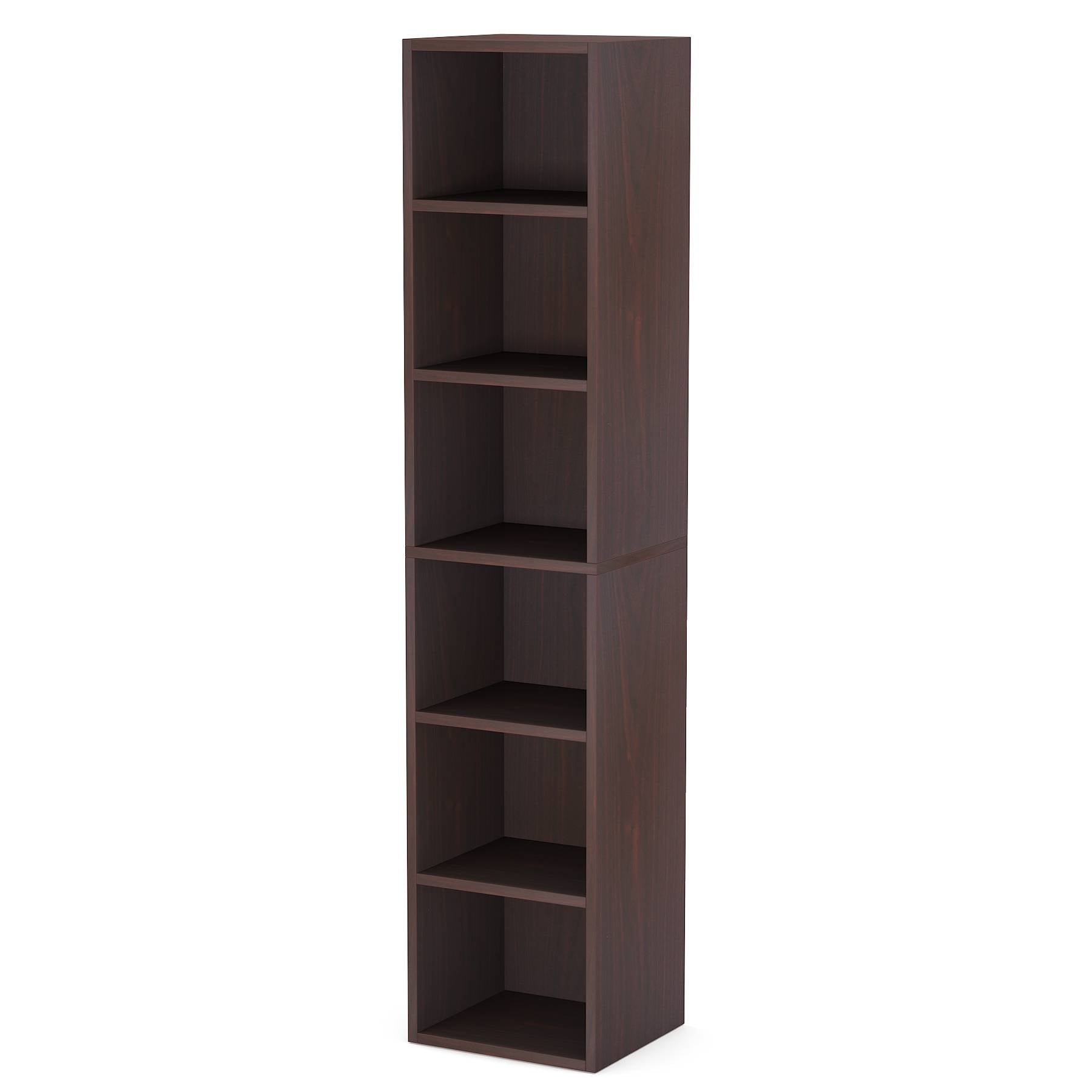 180 cm Corner Bookcase, Modern 6-Tier Narrow Cube Display Shelves