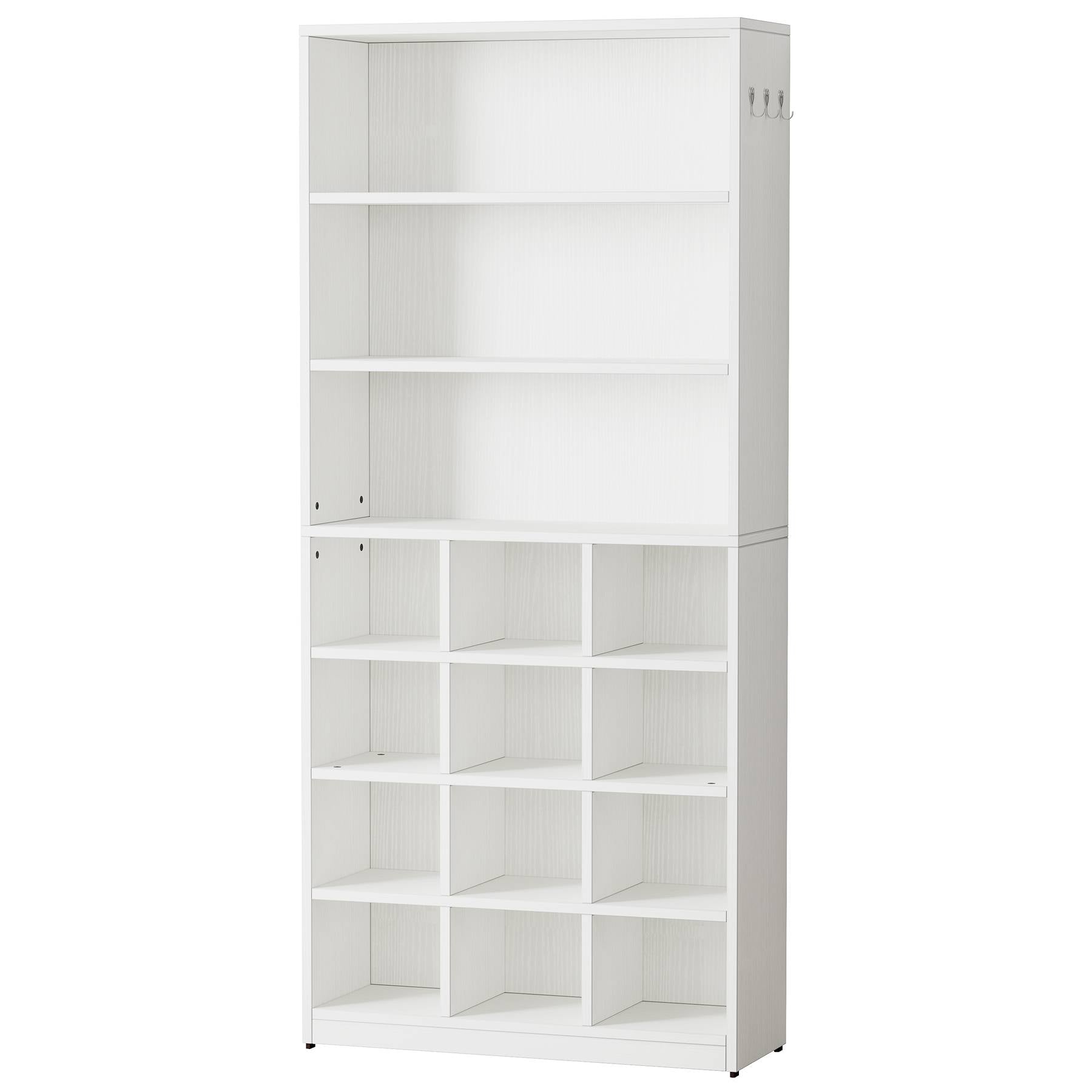 Freestanding Shoe Cabinet, 61 cm Shoe Rack for 24 Pairs with Side Hooks