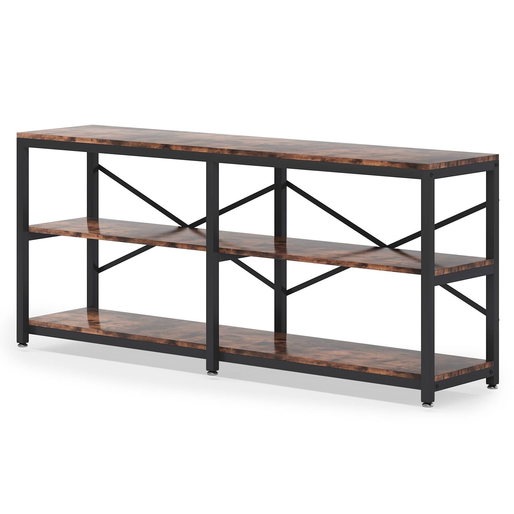 3-Tier Console Table, 180 cm Long Foyer Sofa Table with Storage Shelves